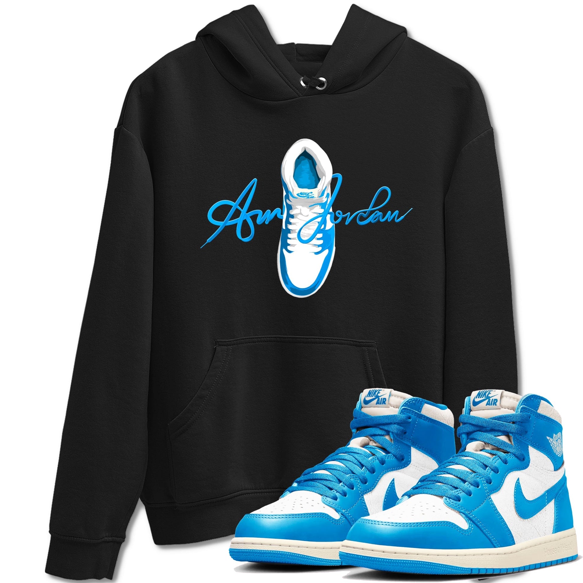 Caligraphy Shoe Lace Sneaker Tees - Air Jordan 1 UNC Reimagined