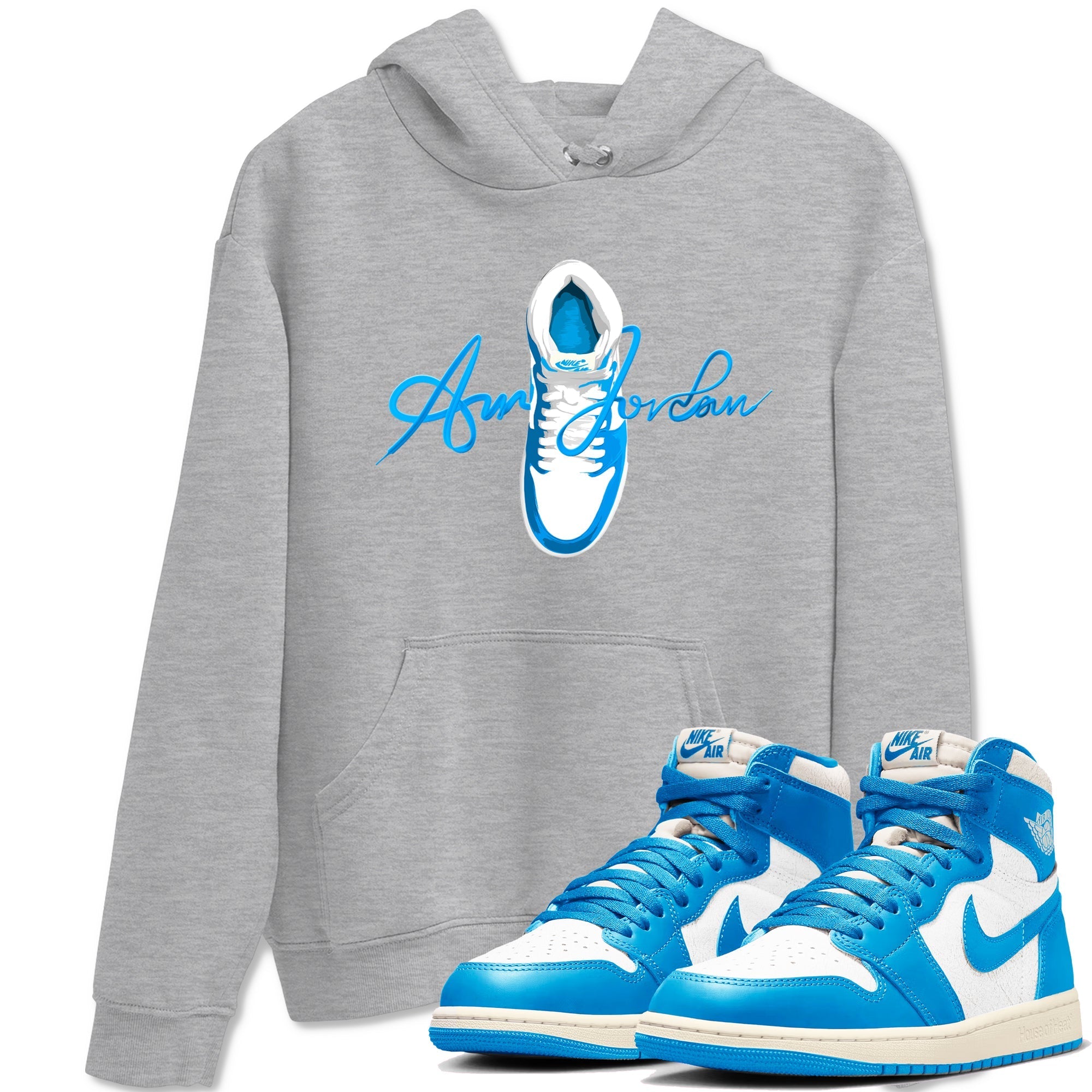 Caligraphy Shoe Lace Sneaker Tees - Air Jordan 1 UNC Reimagined
