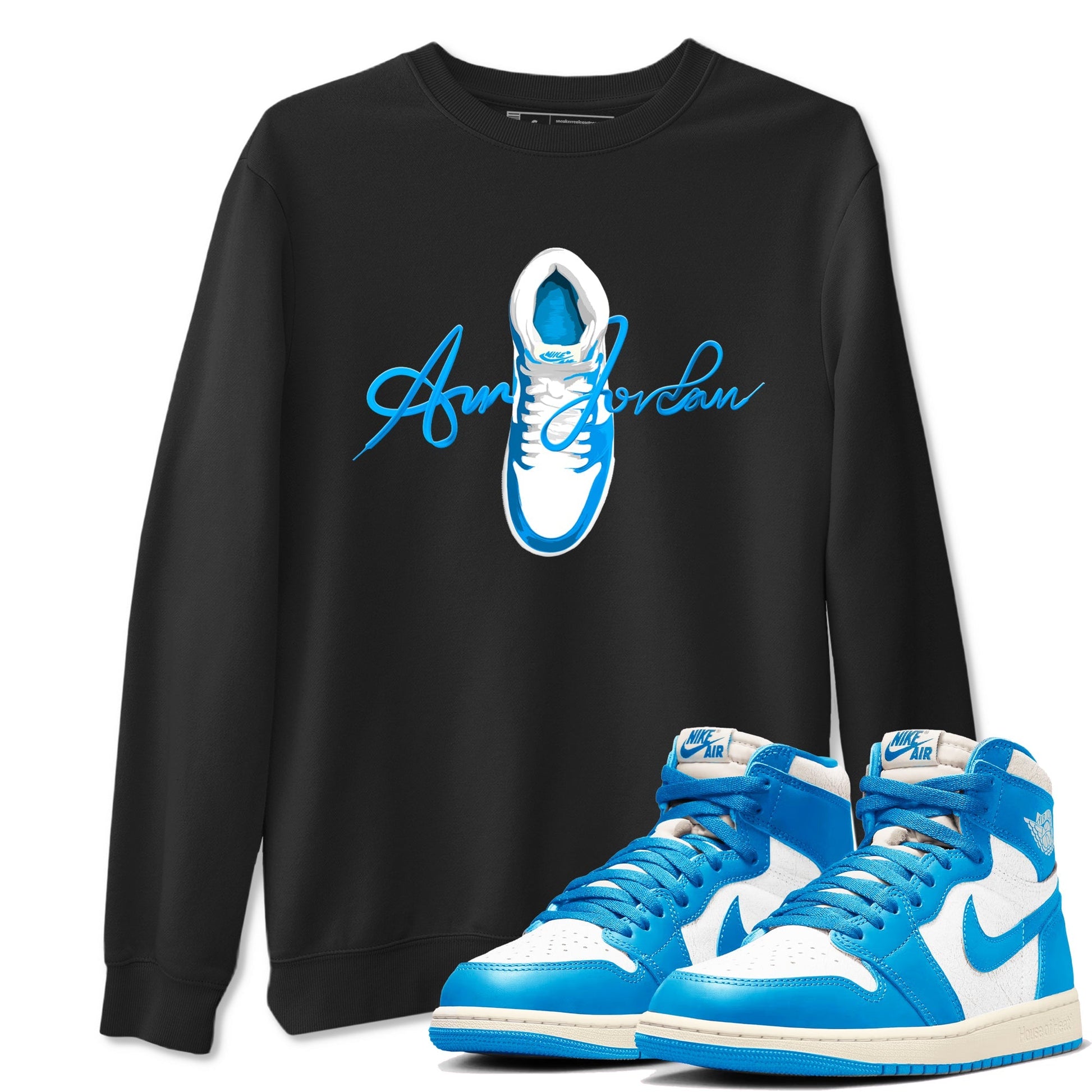Caligraphy Shoe Lace Sneaker Tees - Air Jordan 1 UNC Reimagined