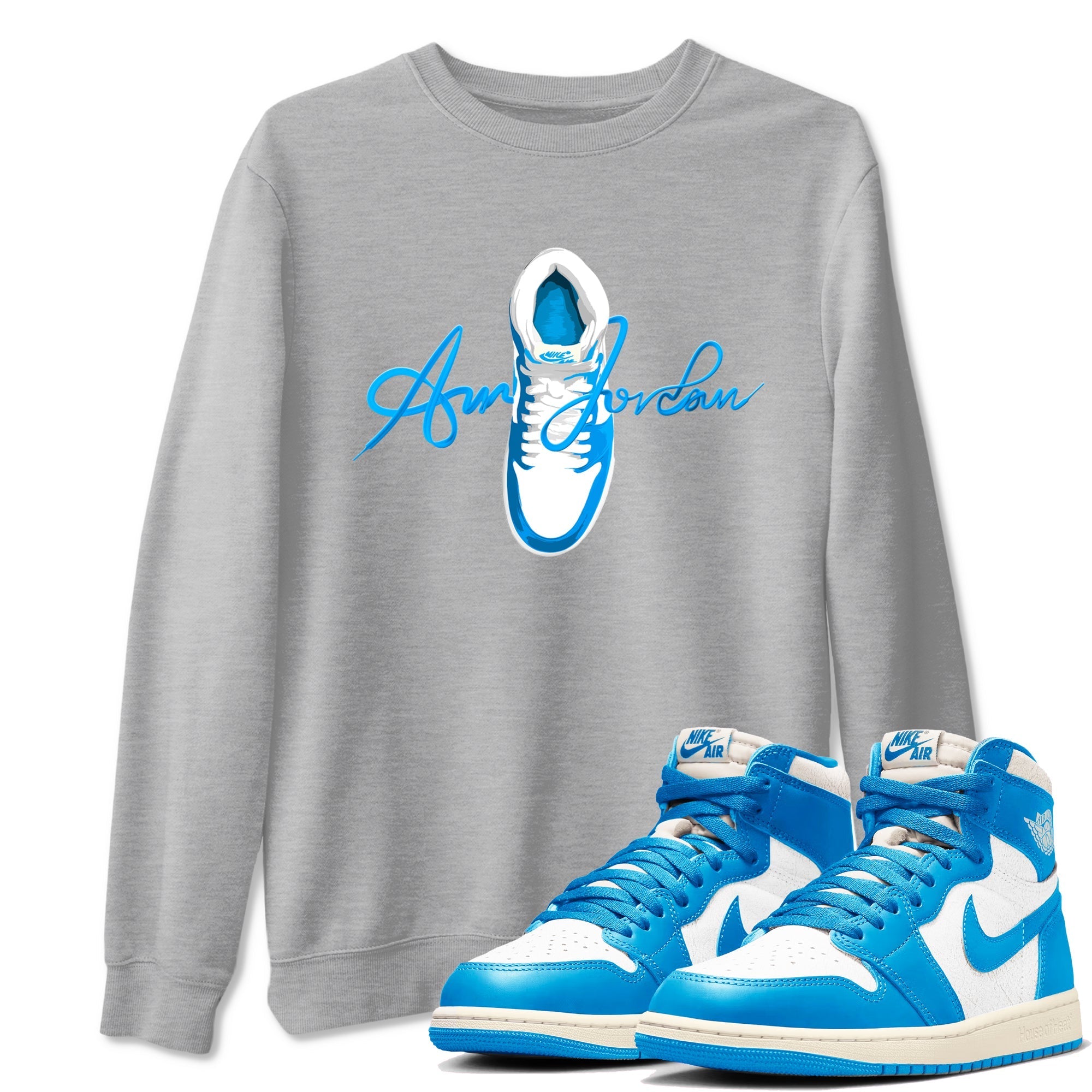 Caligraphy Shoe Lace Sneaker Tees - Air Jordan 1 UNC Reimagined