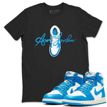 Caligraphy Shoe Lace Sneaker Tees - Air Jordan 1 UNC Reimagined