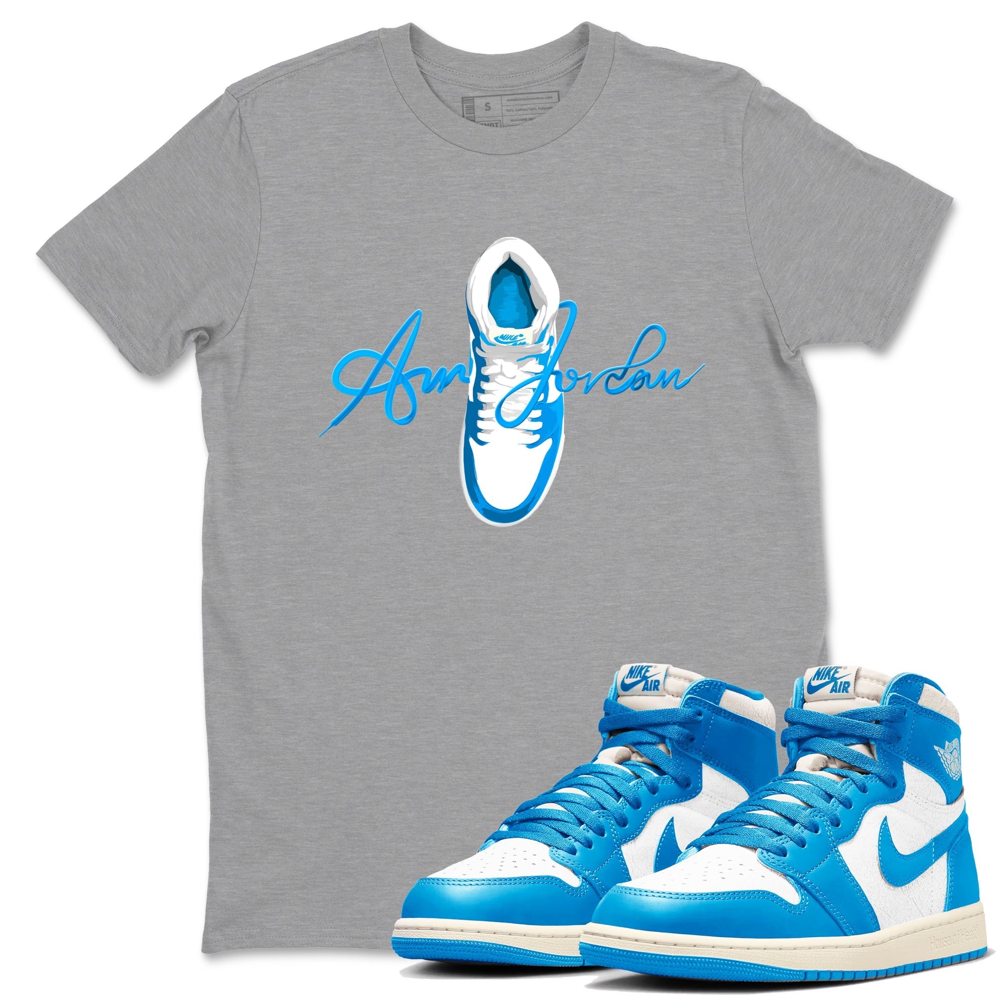 Caligraphy Shoe Lace Sneaker Tees - Air Jordan 1 UNC Reimagined