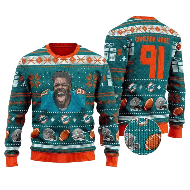 Cameron Wake 91 Miami Dolphins Nfl Christmas Sweater ? Usalast
