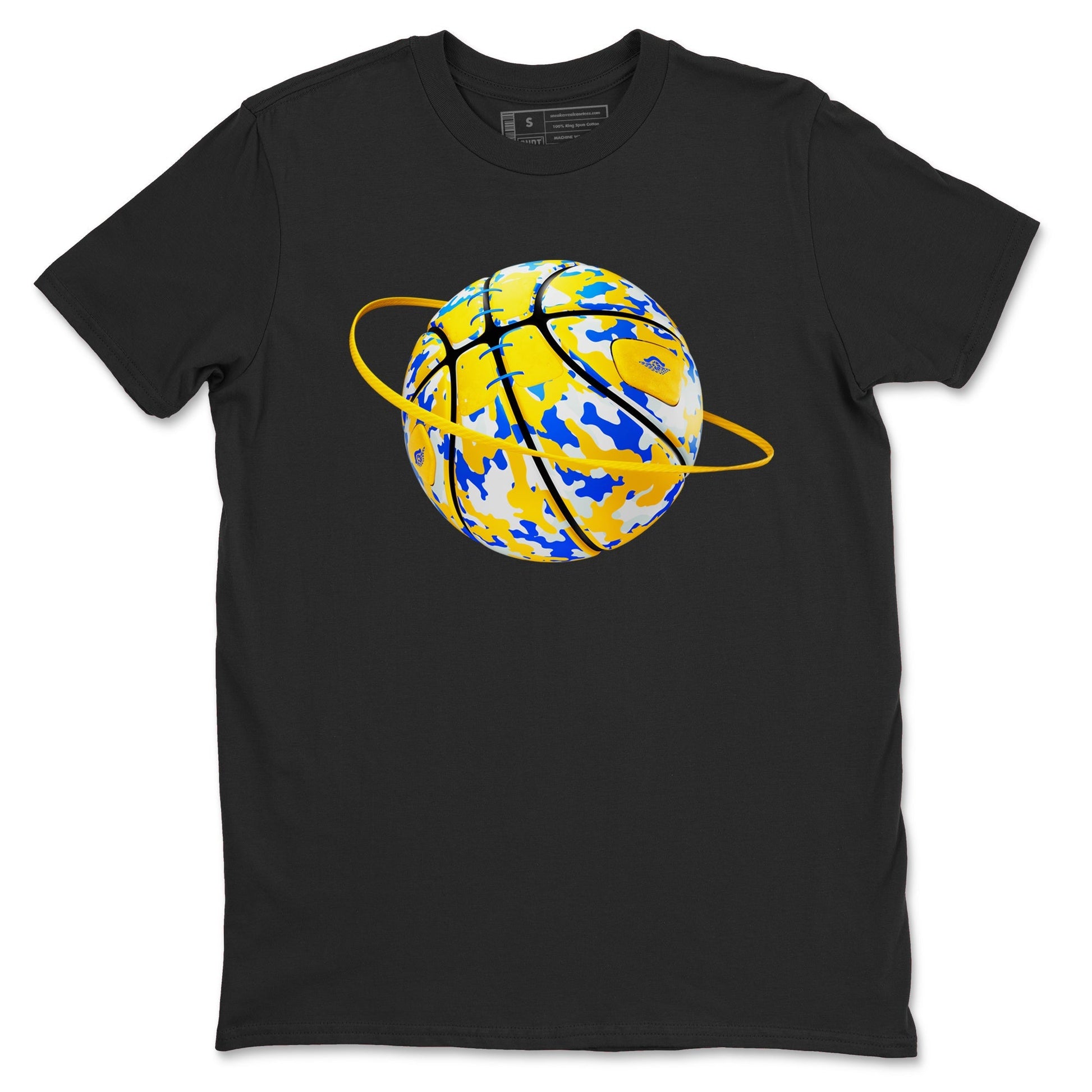 Camo Basketball Planet Sneaker Tees - Air Jordan 1 Travis Scott Canary