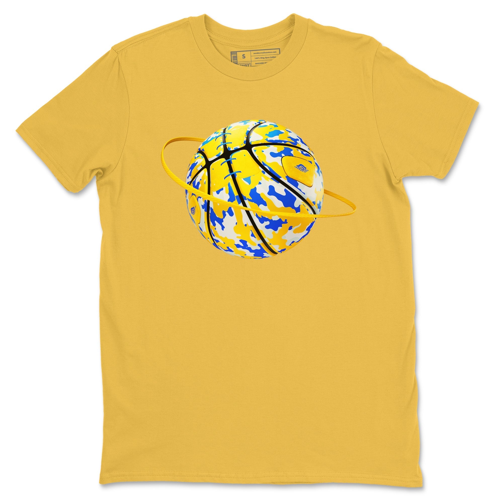 Camo Basketball Planet Sneaker Tees - Air Jordan 1 Travis Scott Canary