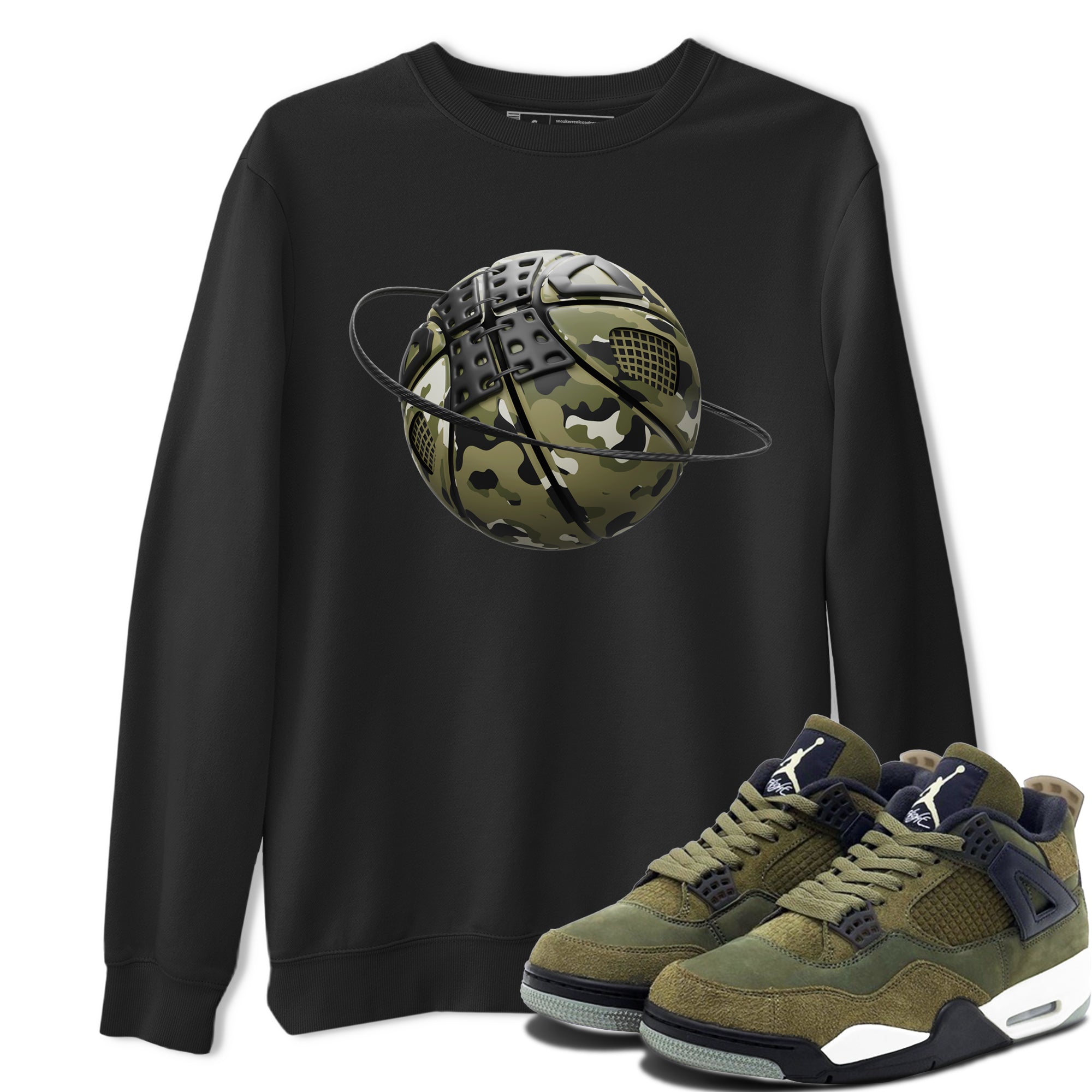 Camo Basketball Planet Sneaker Tee - Air Jordan 4 Medium Olive