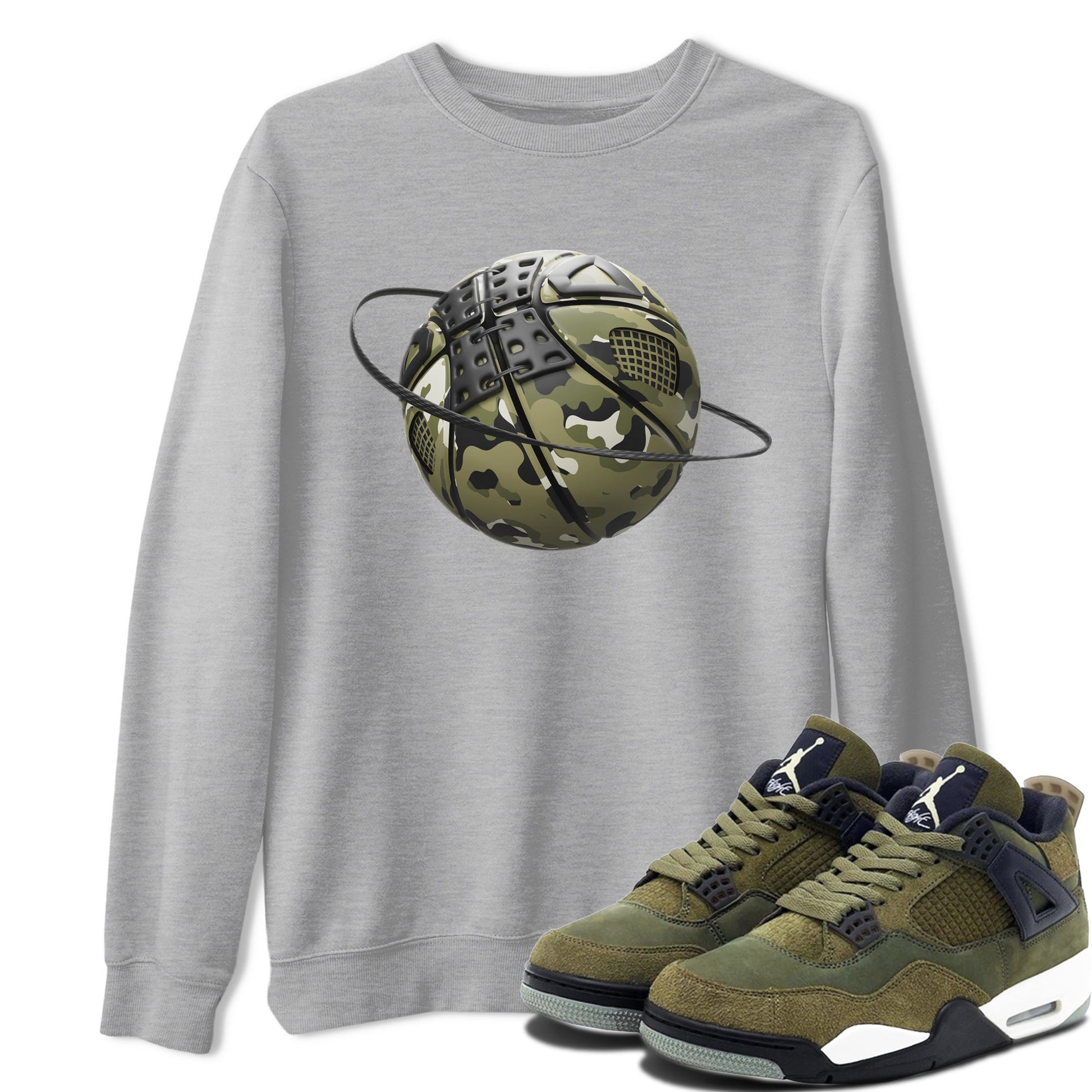 Camo Basketball Planet Sneaker Tee - Air Jordan 4 Medium Olive