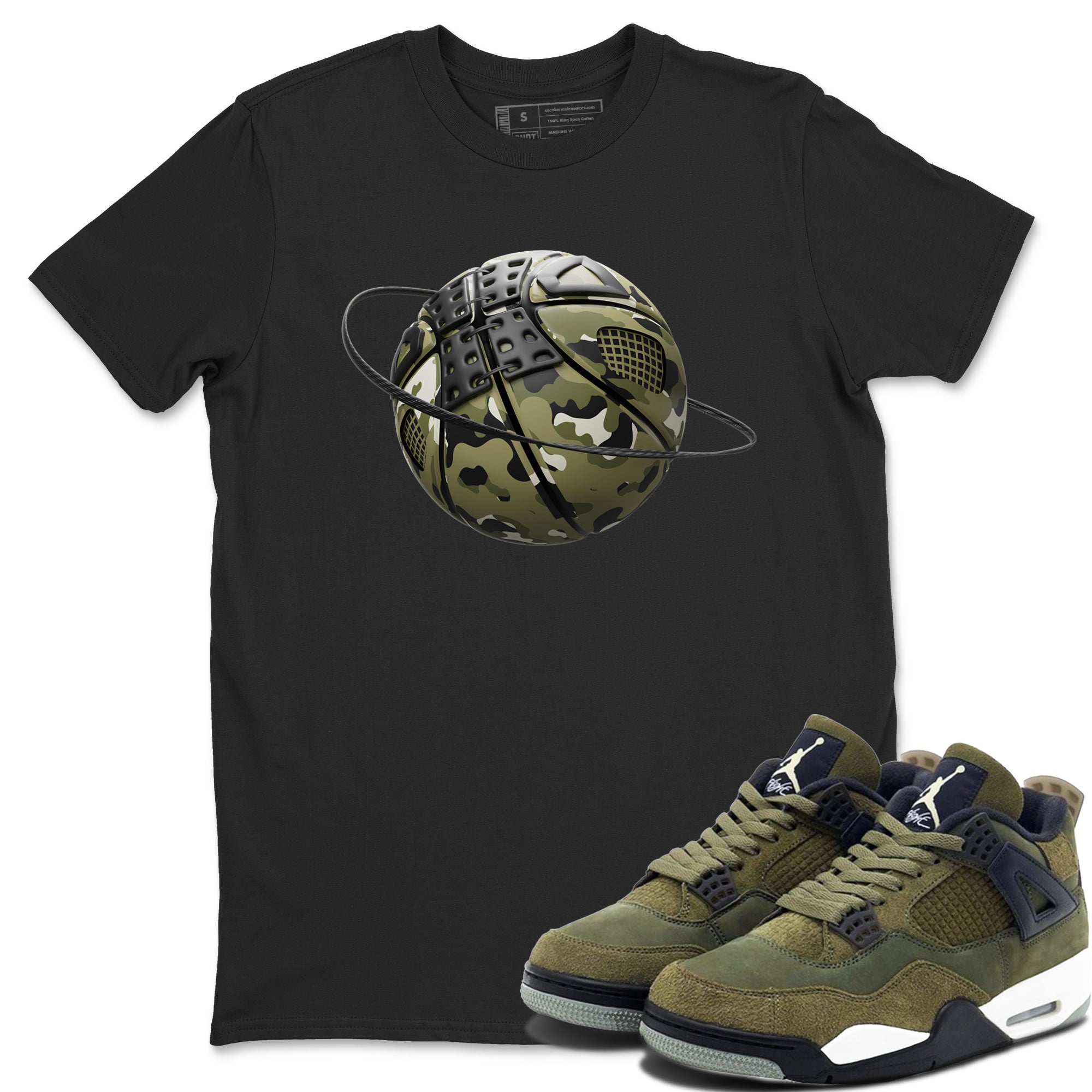 Camo Basketball Planet Sneaker Tee - Air Jordan 4 Medium Olive