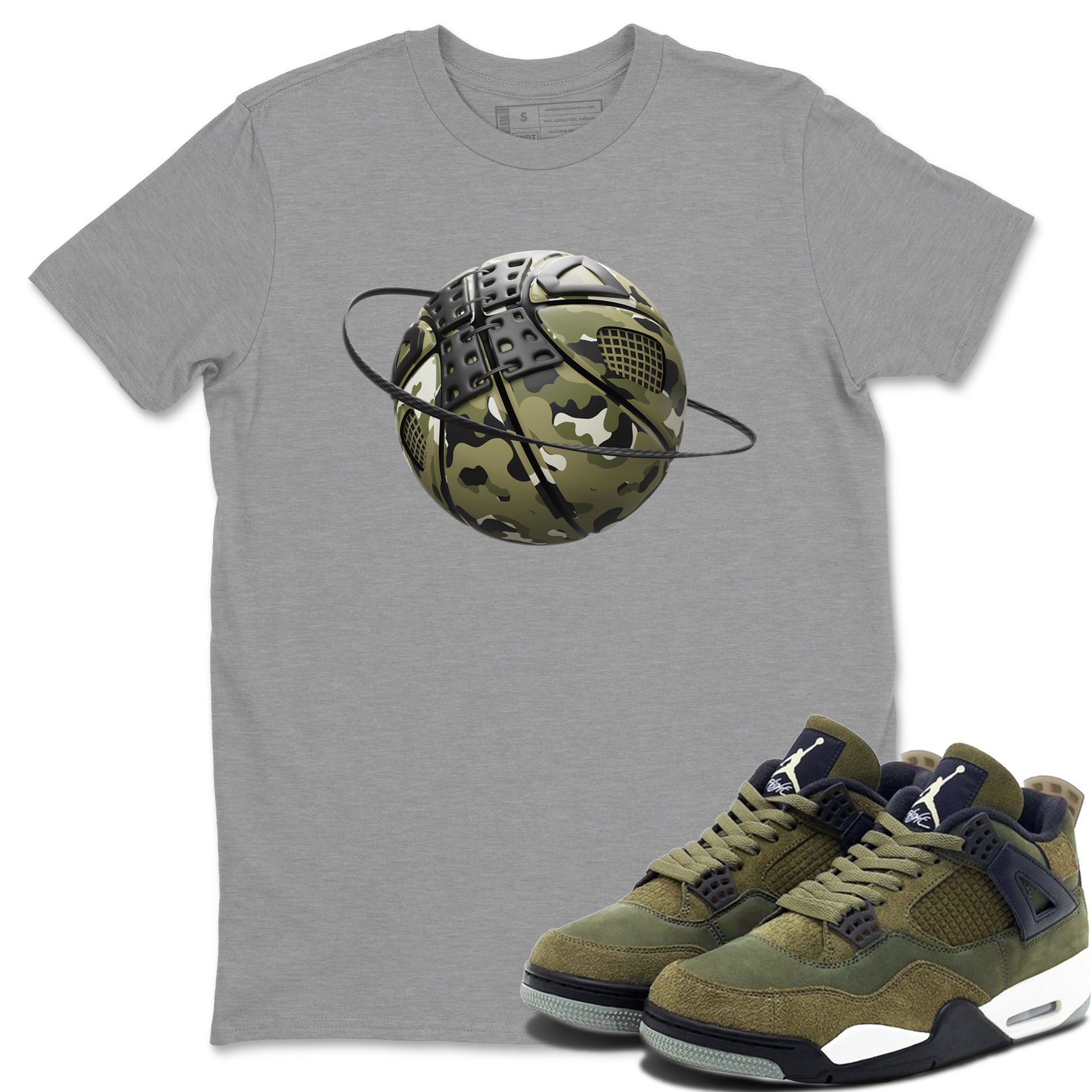 Camo Basketball Planet Sneaker Tee - Air Jordan 4 Medium Olive