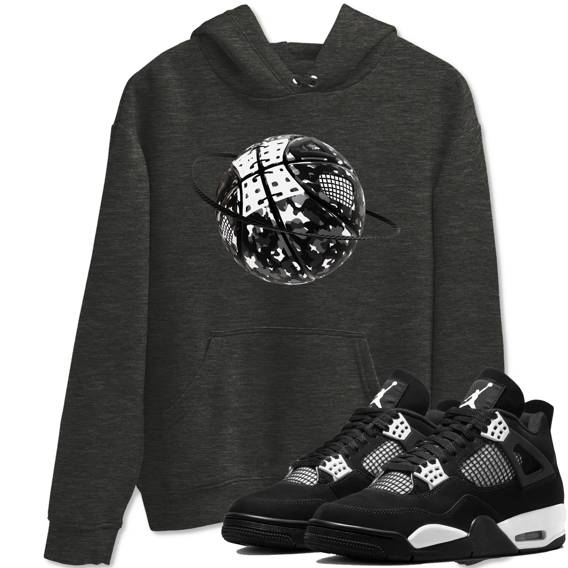 Camo Basketball Planet Sneaker Tees - Air Jordan 4 White Thunder