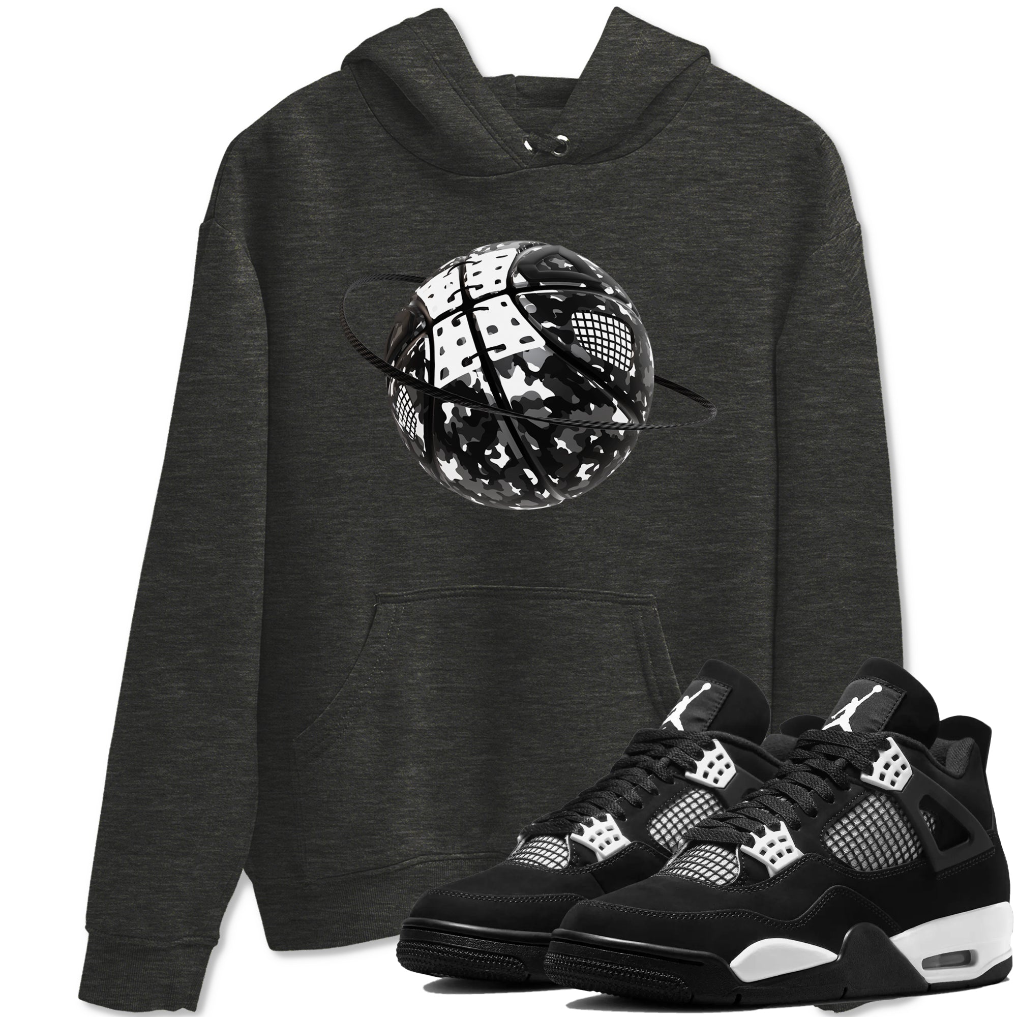 Camo Basketball Planet Sneaker Tees - Air Jordan 4 White Thunder