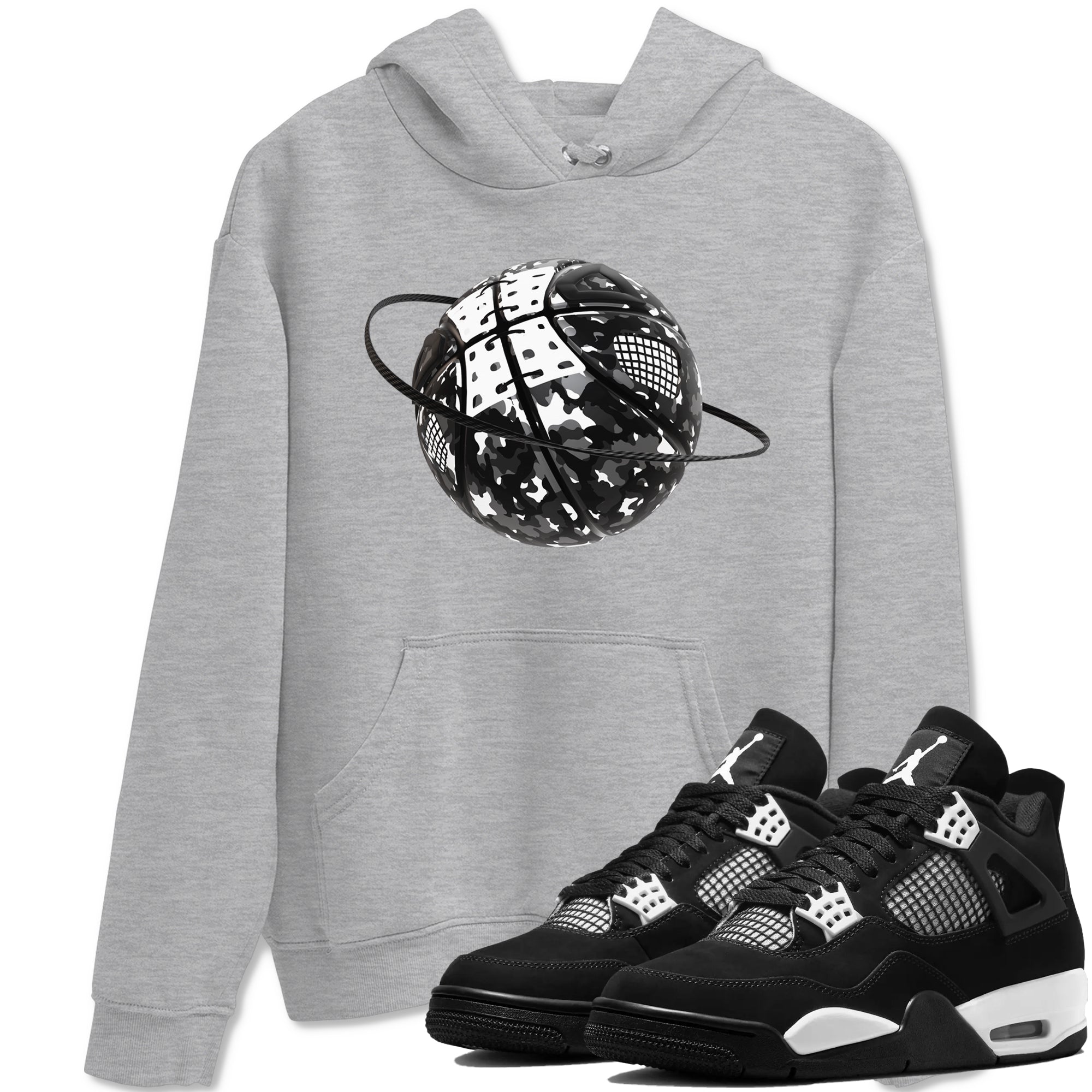 Camo Basketball Planet Sneaker Tees - Air Jordan 4 White Thunder
