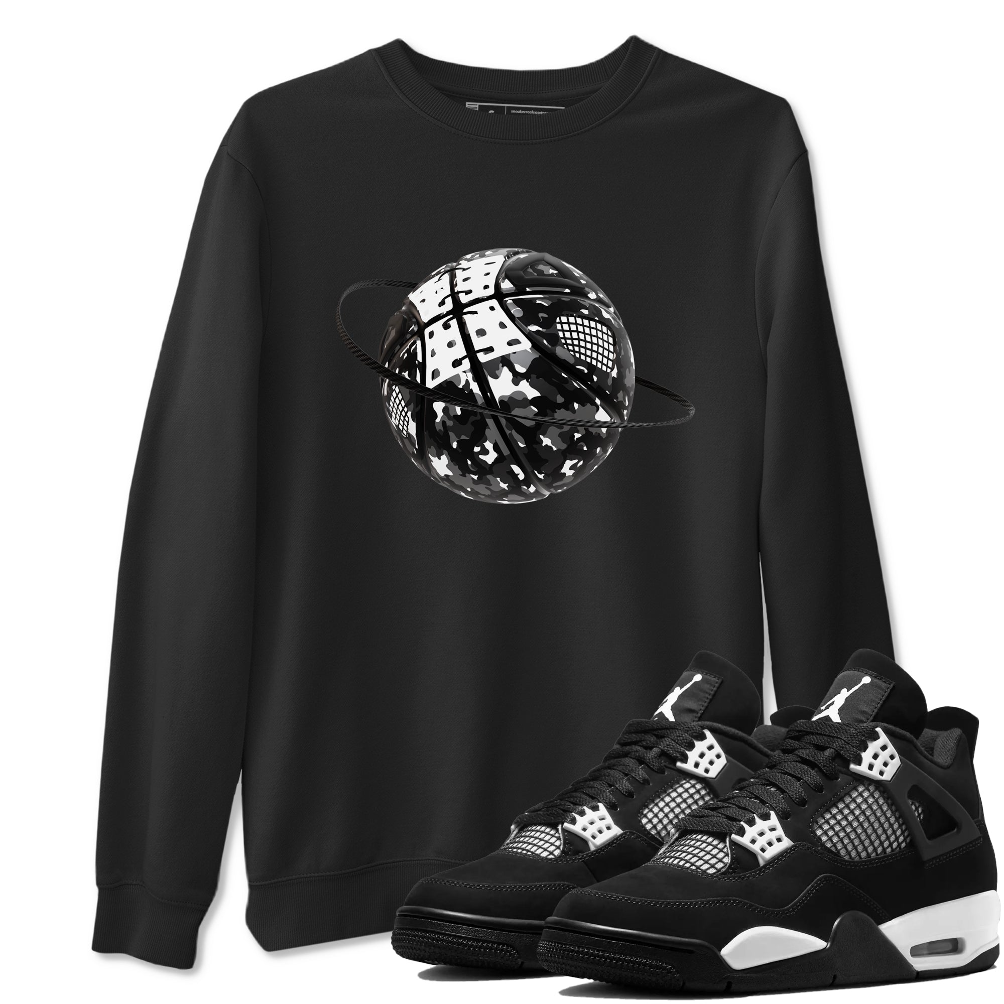 Camo Basketball Planet Sneaker Tees - Air Jordan 4 White Thunder