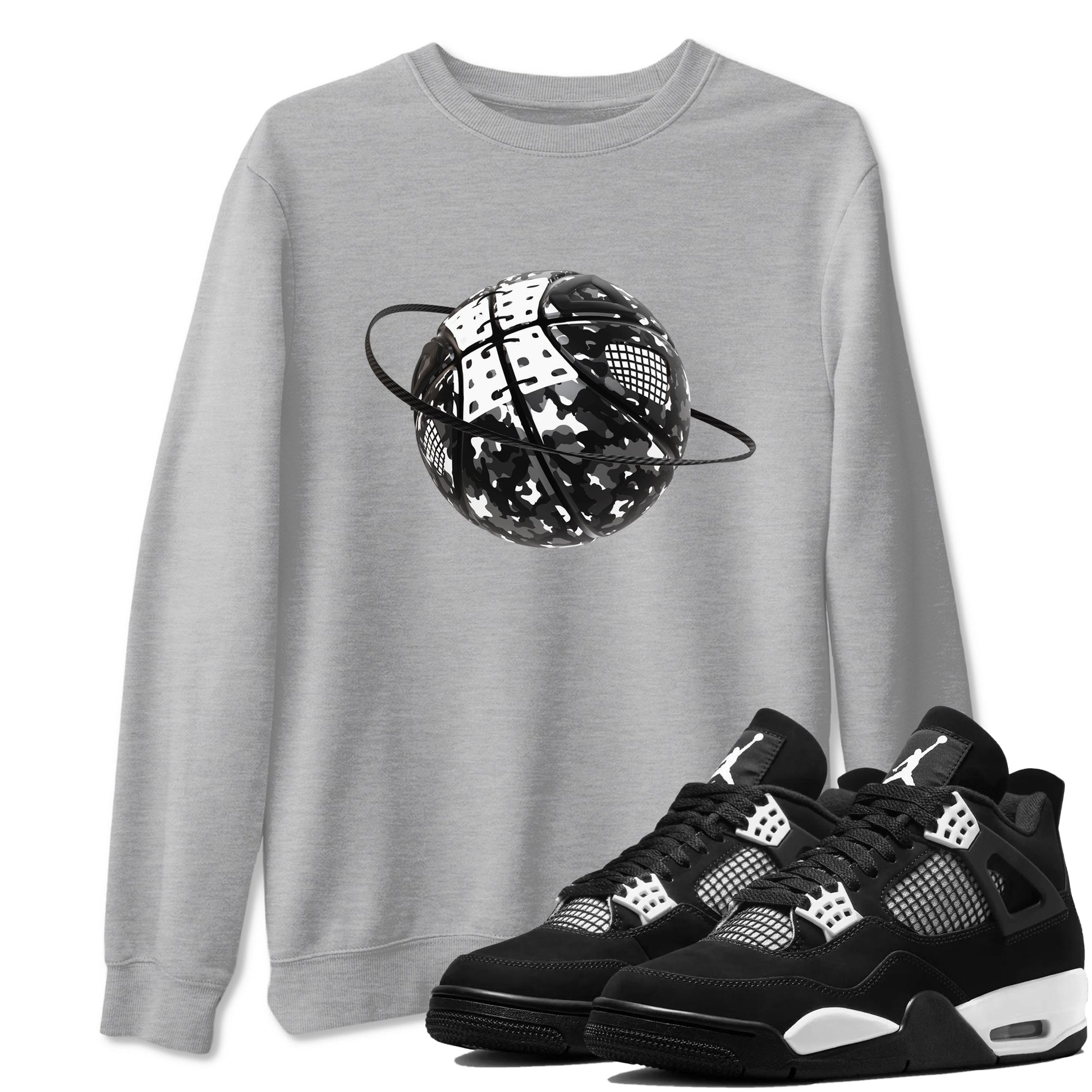Camo Basketball Planet Sneaker Tees - Air Jordan 4 White Thunder