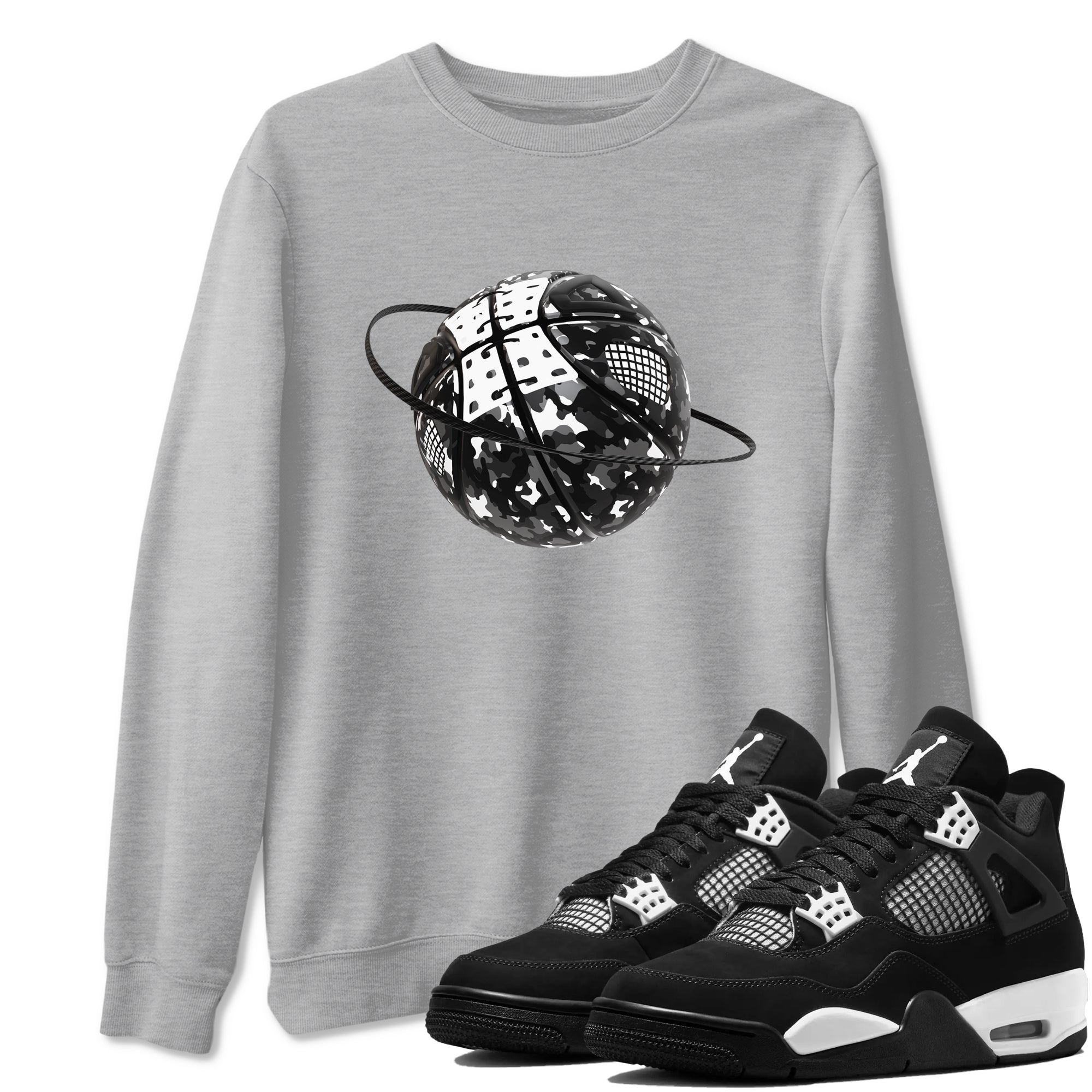 Camo Basketball Planet Sneaker Tees - Air Jordan 4 White Thunder