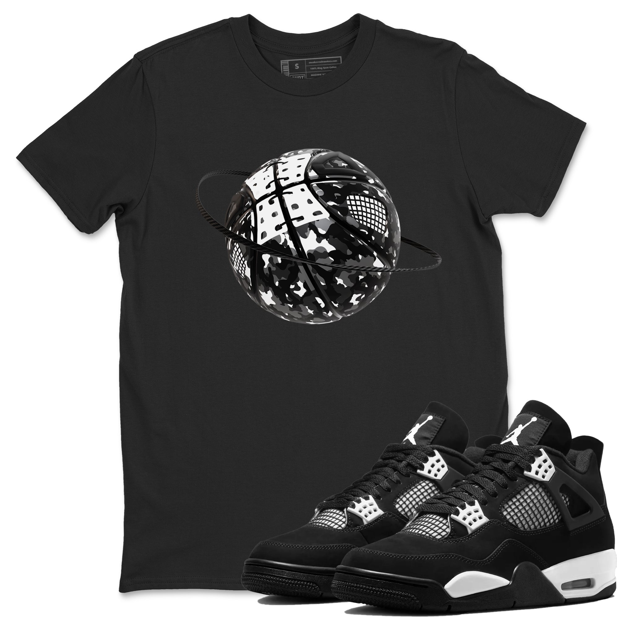 Camo Basketball Planet Sneaker Tees - Air Jordan 4 White Thunder