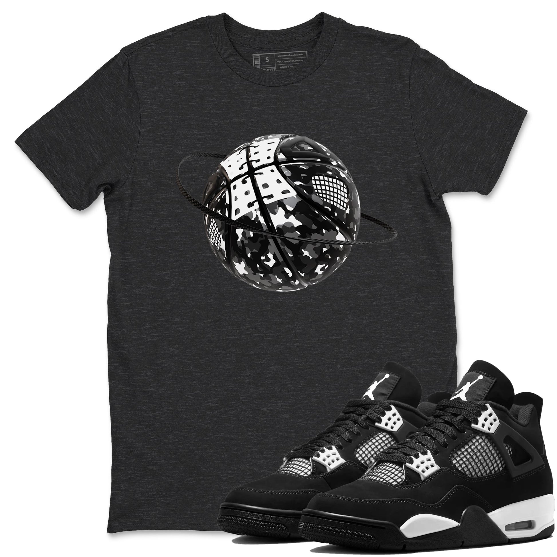 Camo Basketball Planet Sneaker Tees - Air Jordan 4 White Thunder