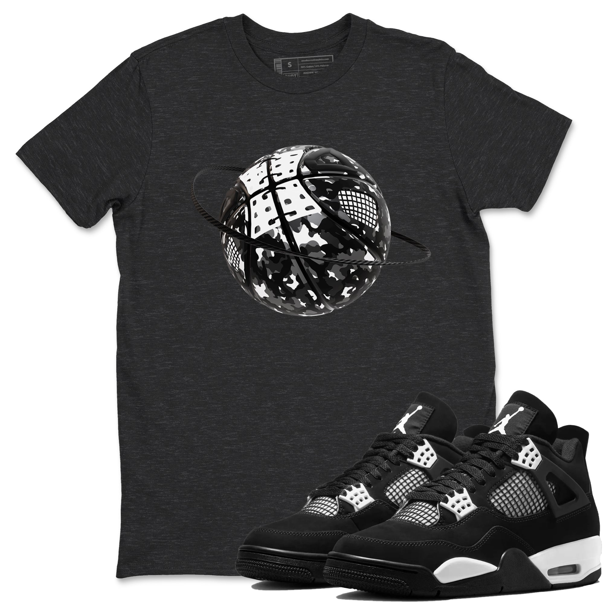 Camo Basketball Planet Sneaker Tees - Air Jordan 4 White Thunder