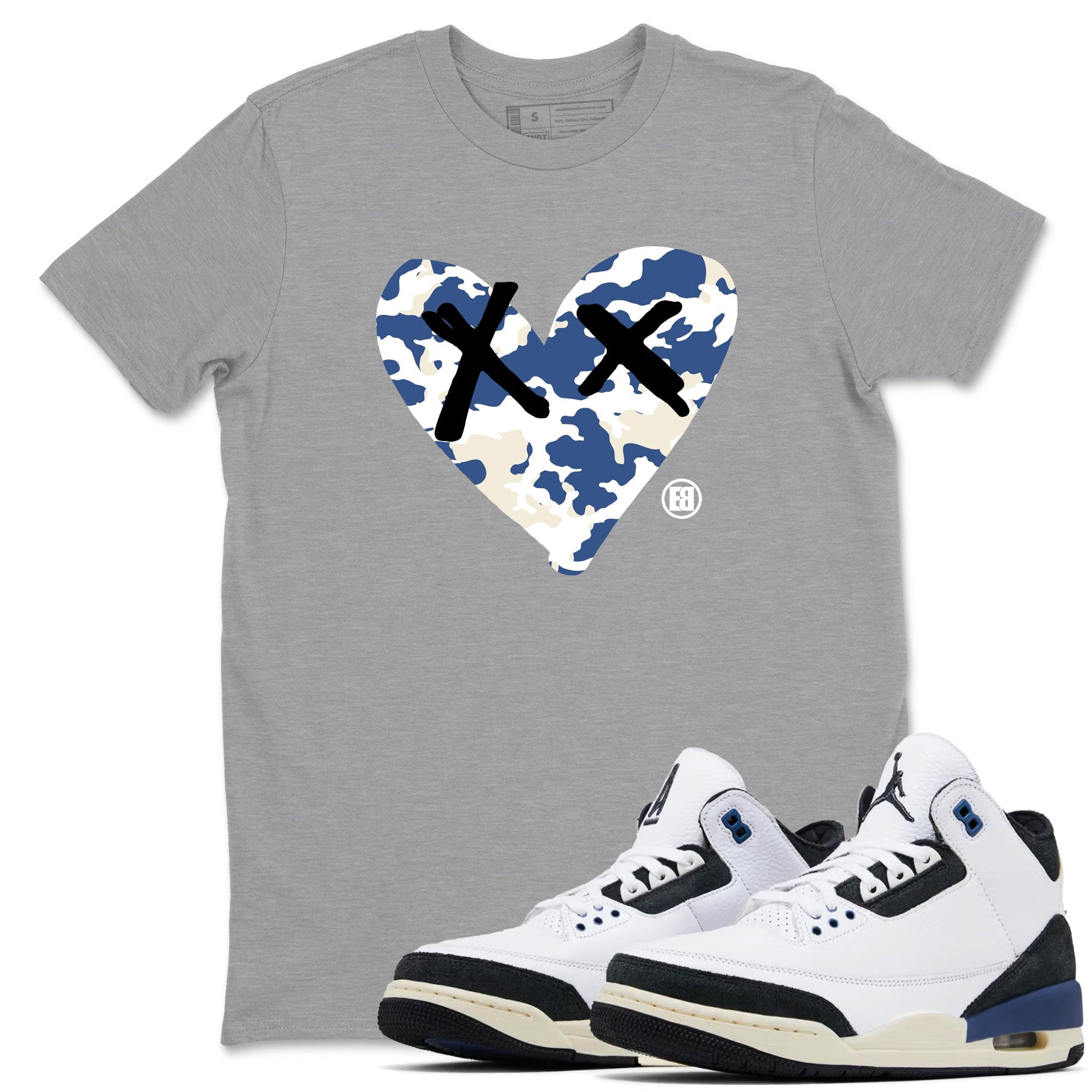 Camo Heart Sneaker Tees - Air Jordan 3 A Ma Maniere x Diffused Blue