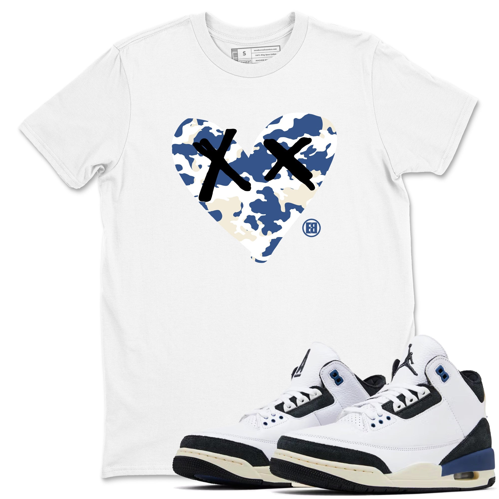 Camo Heart Sneaker Tees - Air Jordan 3 A Ma Maniere x Diffused Blue