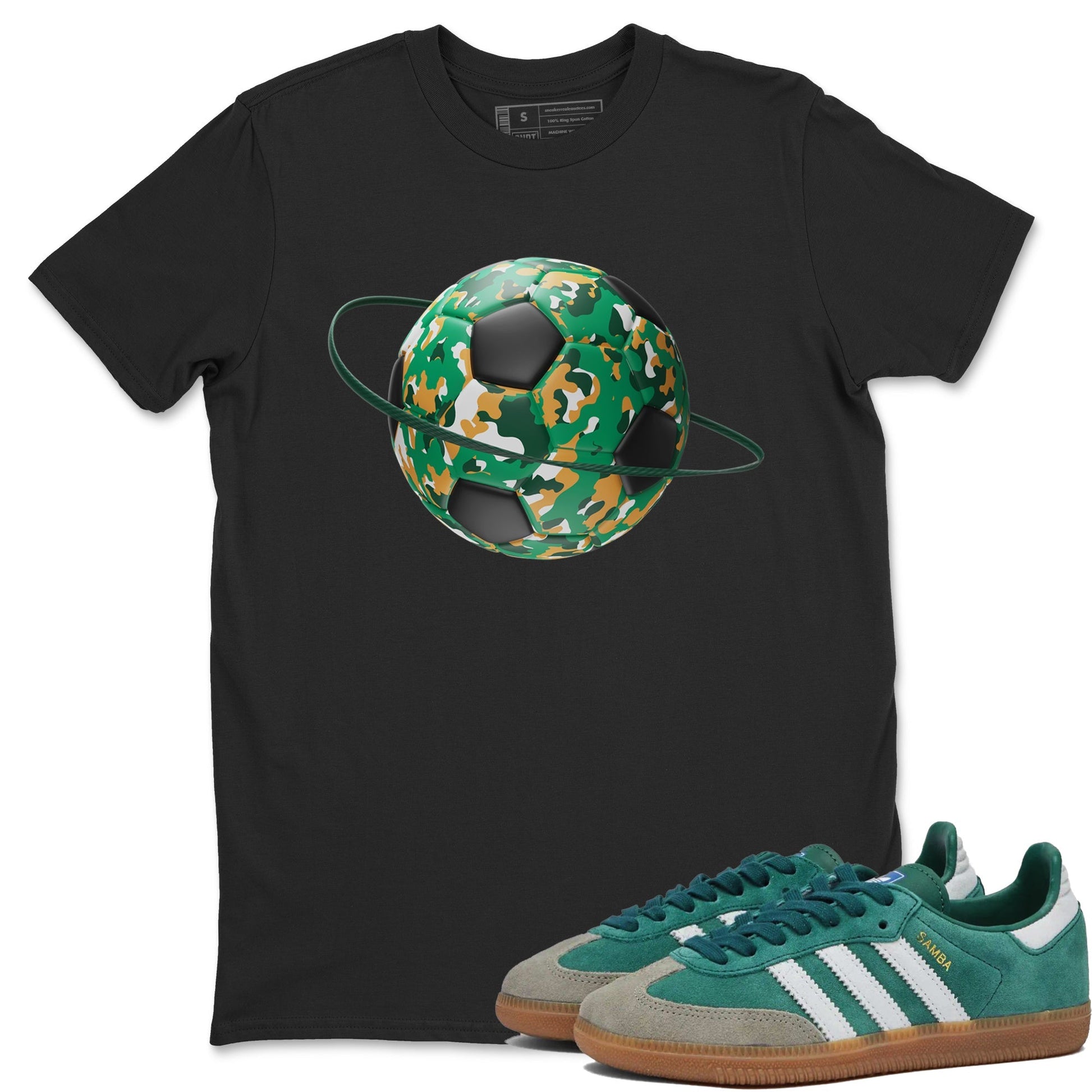 Camo Soccerball Planet Sneaker Tee - Samba Collegiate Green Gum