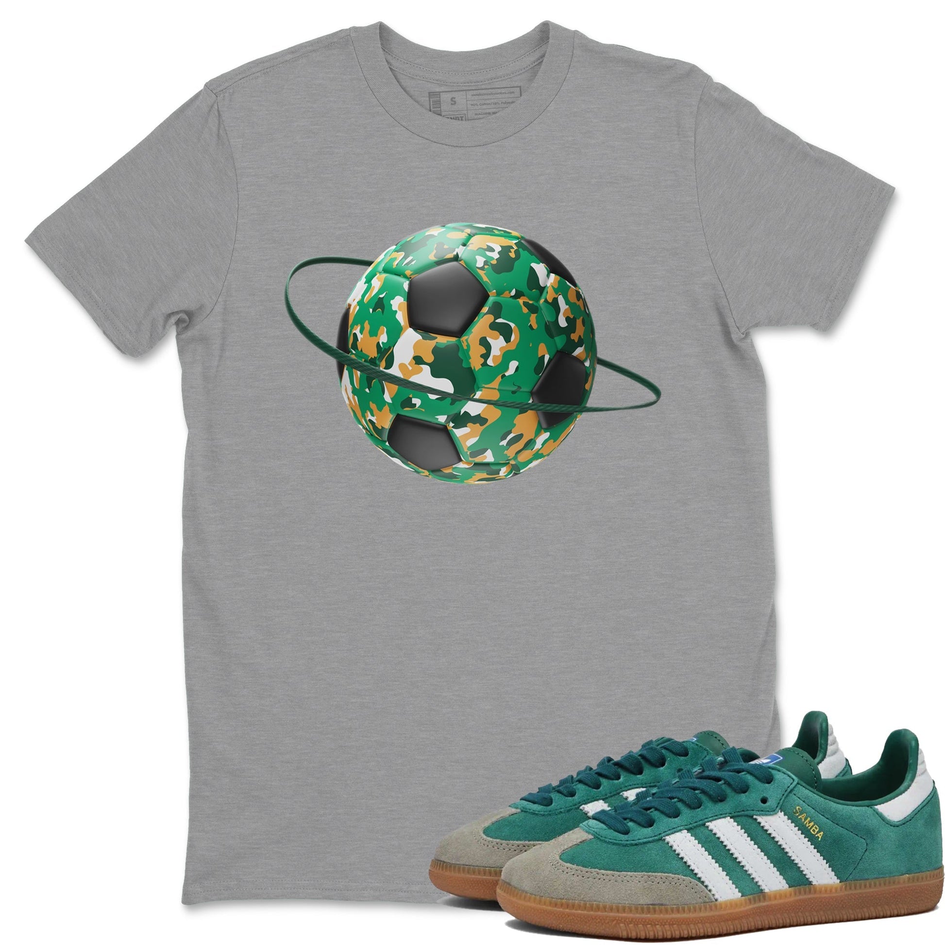 Camo Soccerball Planet Sneaker Tee - Samba Collegiate Green Gum