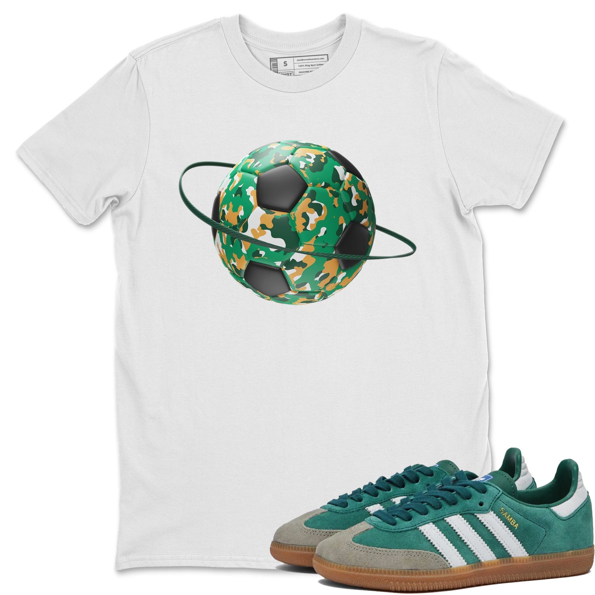 Camo Soccerball Planet Sneaker Tee - Samba Collegiate Green Gum