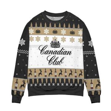 Canadian Club Whisky Snowflake Pattern Ugly Christmas Sweater ? Black ? Usalast