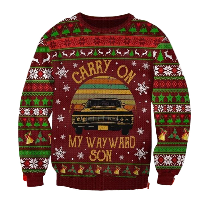 Carry On My Wayward Son Supernatural Retro Ugly Christmas 3D Printed Sweater 3D 3D Graphic Printed Tshirt Hoodie Up To 5Xl 3D Hoodie Sweater Tshirt ? Usalast