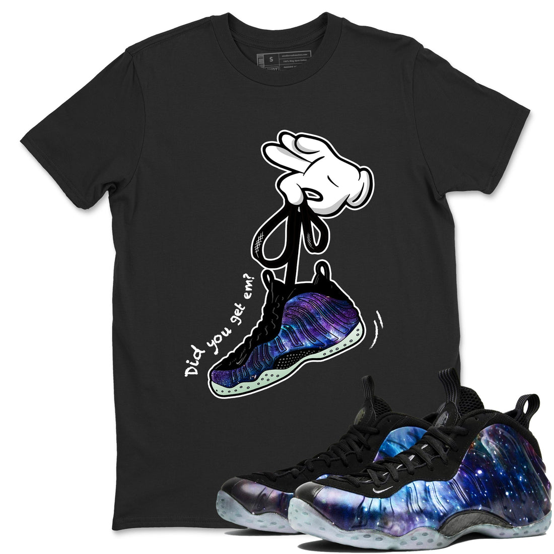Cartoon Hands Sneaker Tees - Air Foamposite One Galaxy