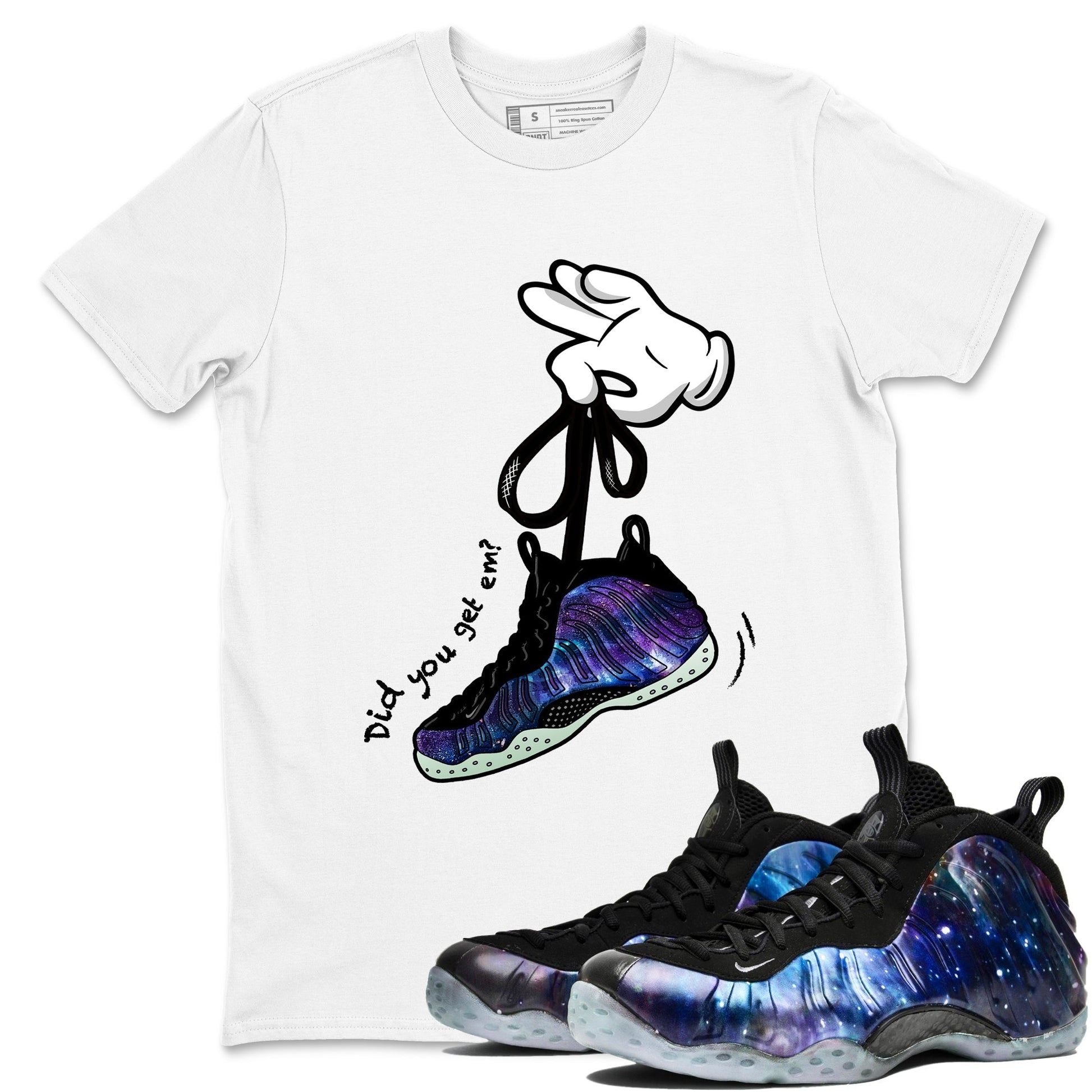 Cartoon Hands Sneaker Tees - Air Foamposite One Galaxy
