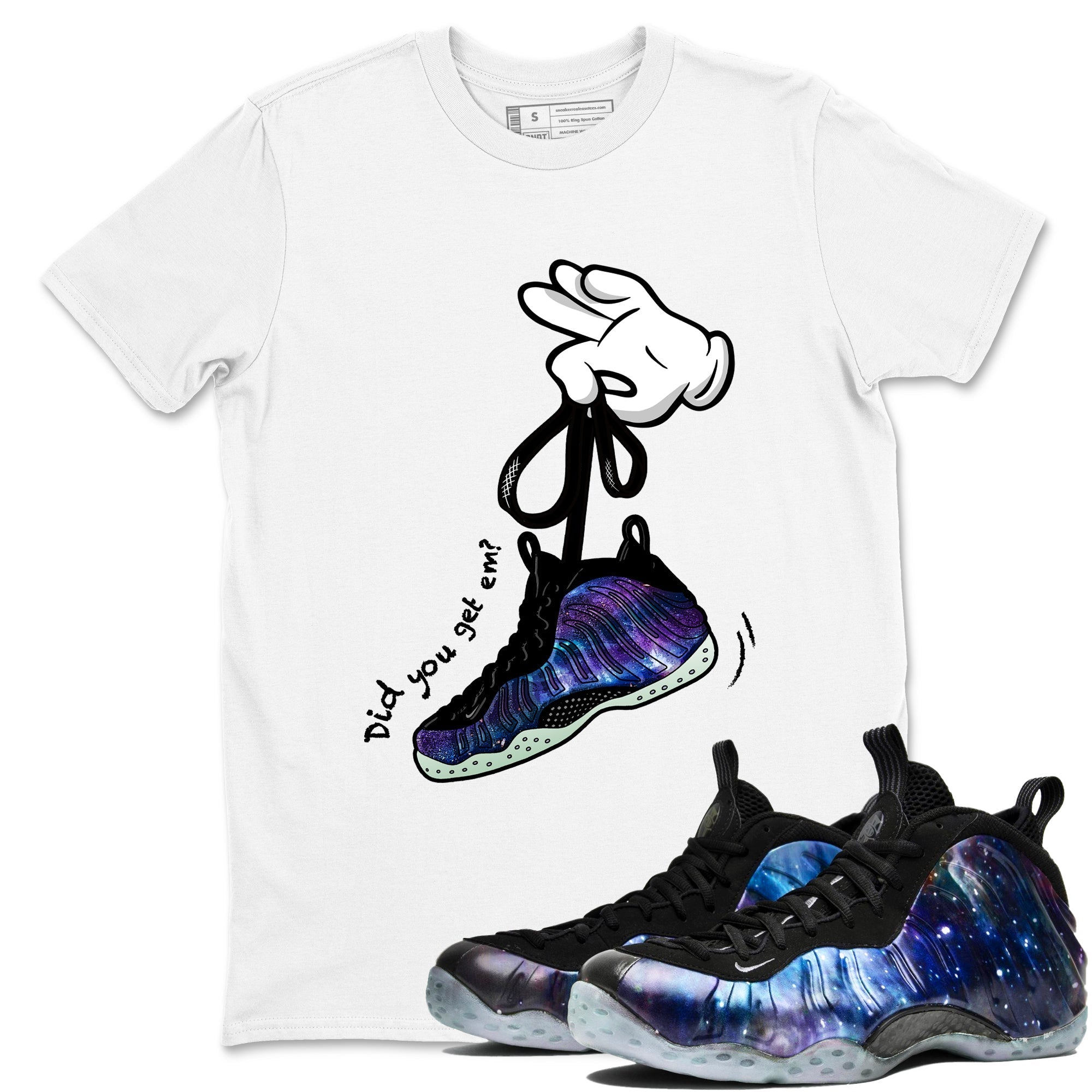 Cartoon Hands Sneaker Tees - Air Foamposite One Galaxy