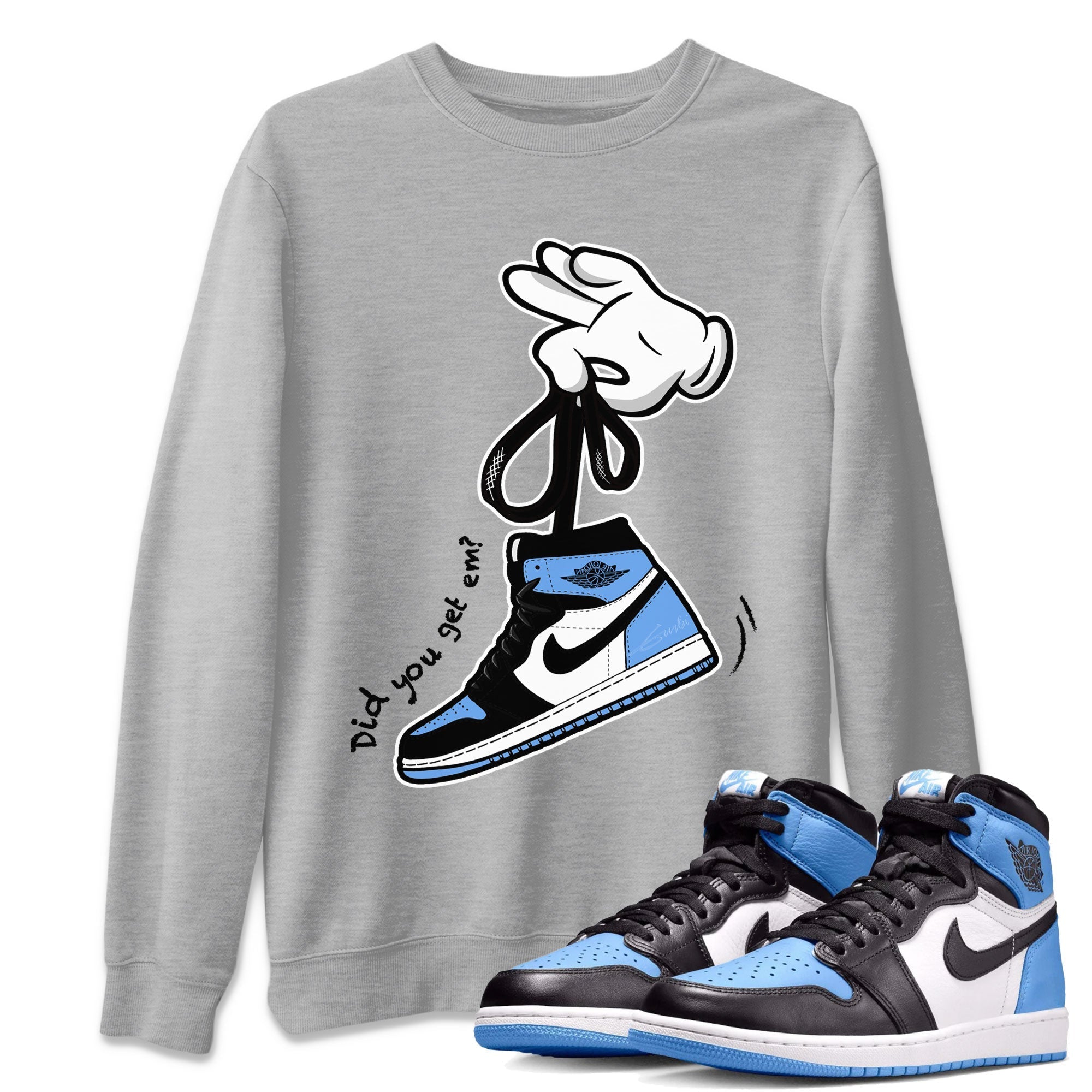 Cartoon Hands Sneaker Tee - Air Jordan 1 UNC Toe