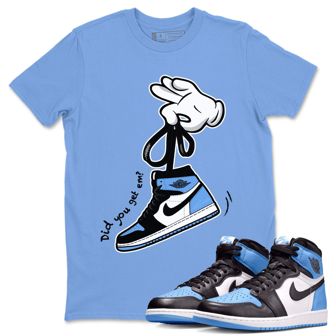 Cartoon Hands Sneaker Tee - Air Jordan 1 UNC Toe
