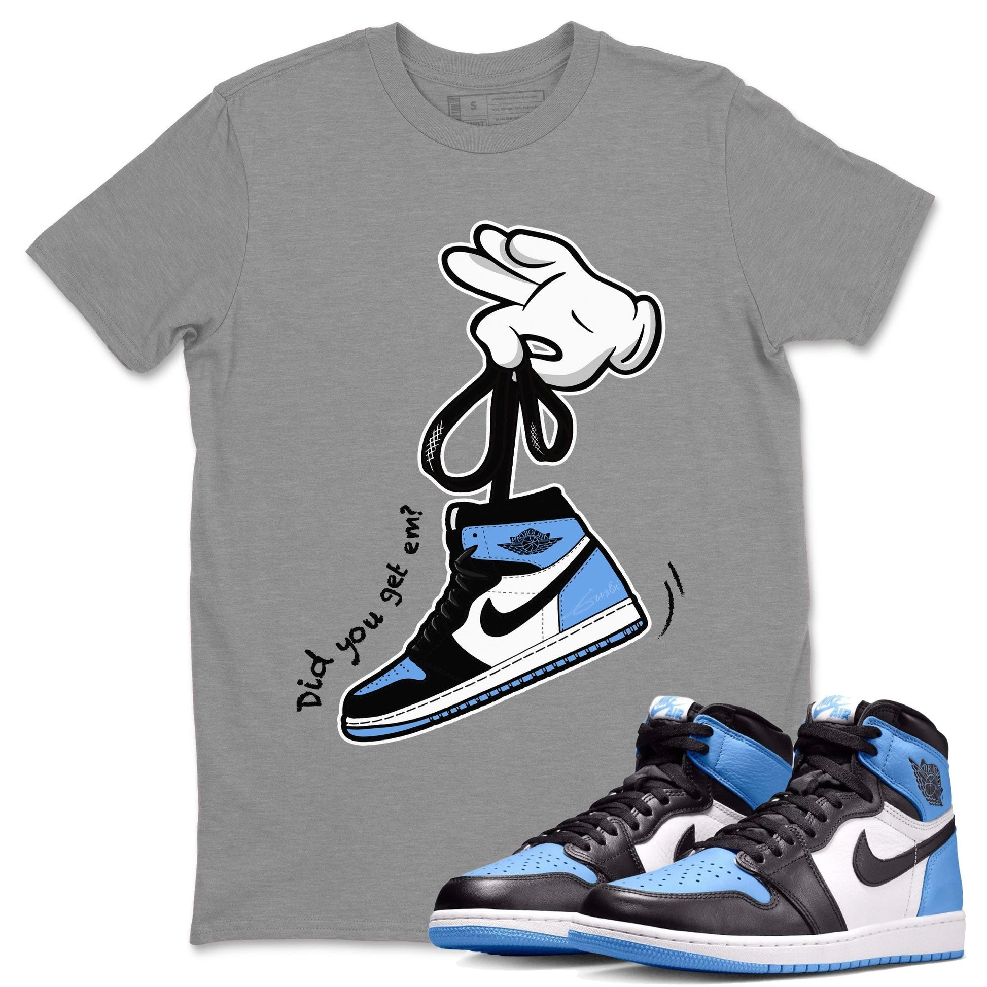 Cartoon Hands Sneaker Tee - Air Jordan 1 UNC Toe