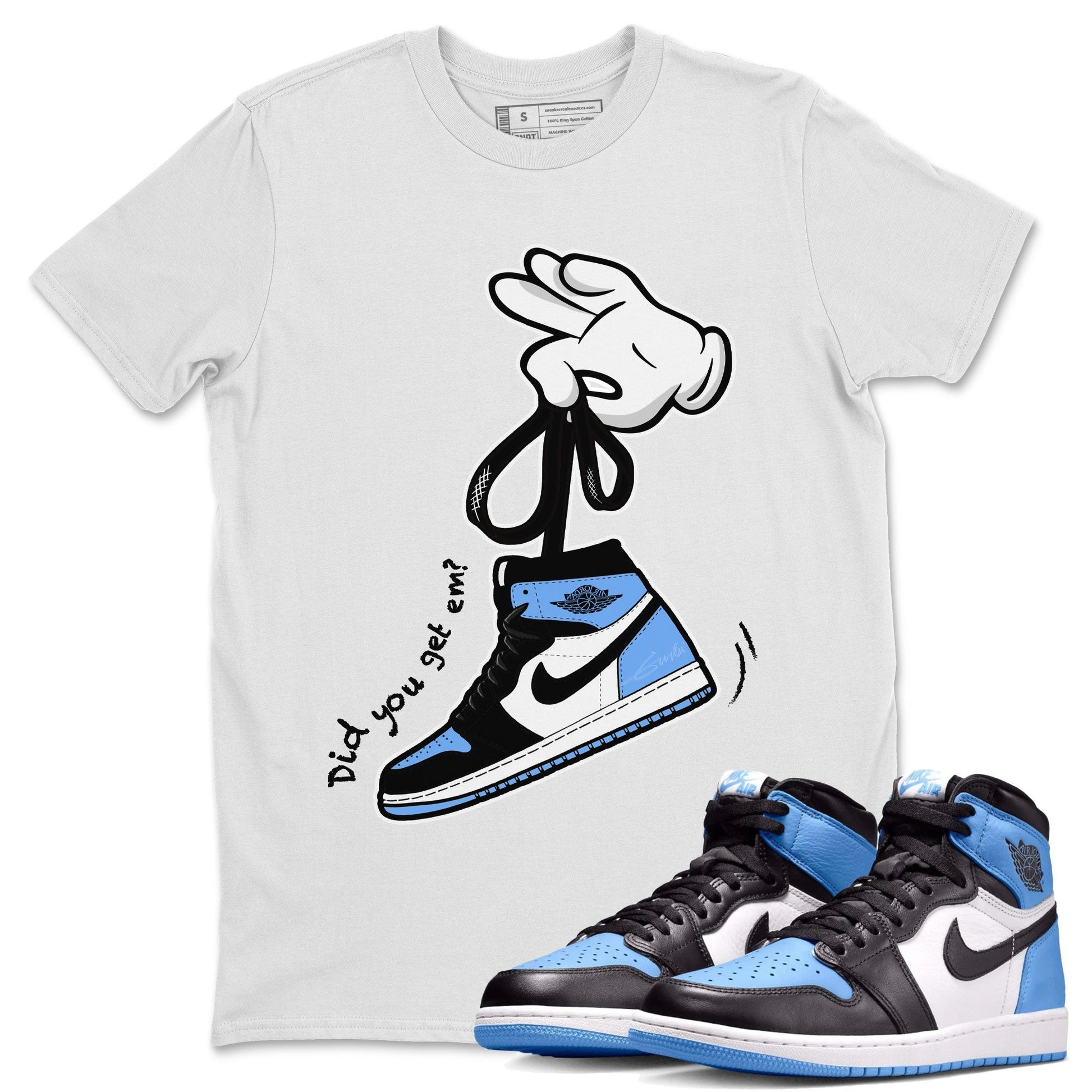 Cartoon Hands Sneaker Tee - Air Jordan 1 UNC Toe