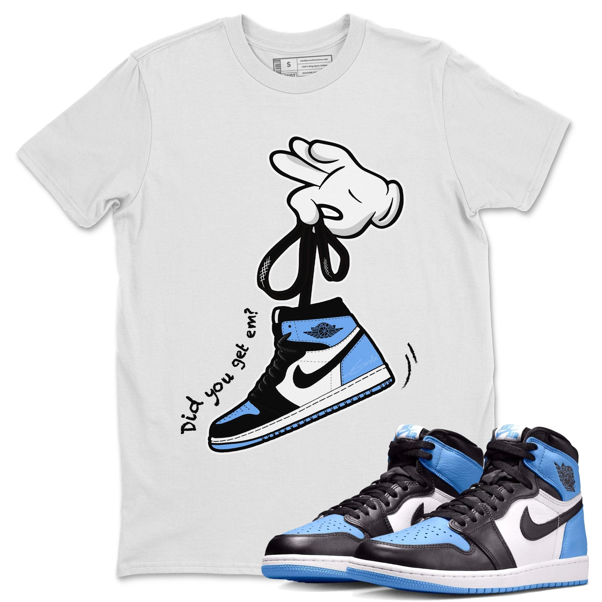 Cartoon Hands Sneaker Tee - Air Jordan 1 UNC Toe