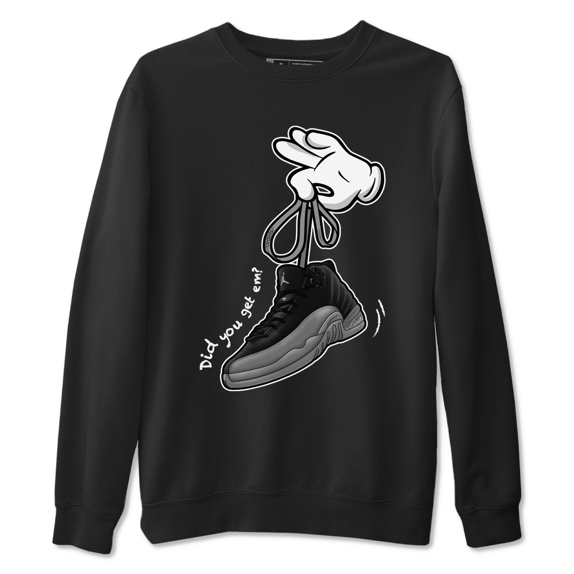 Cartoon Hands Sneaker Tees - Air Jordan 12 Black Wolf Grey