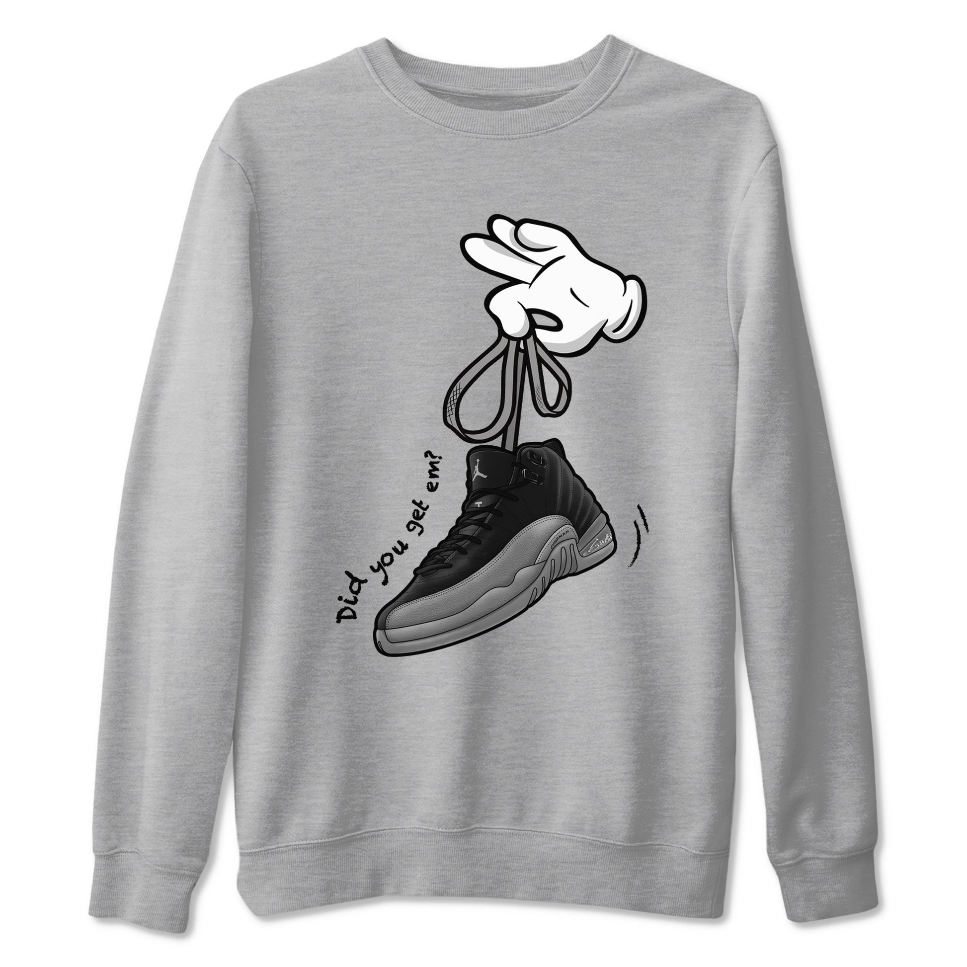 Cartoon Hands Sneaker Tees - Air Jordan 12 Black Wolf Grey