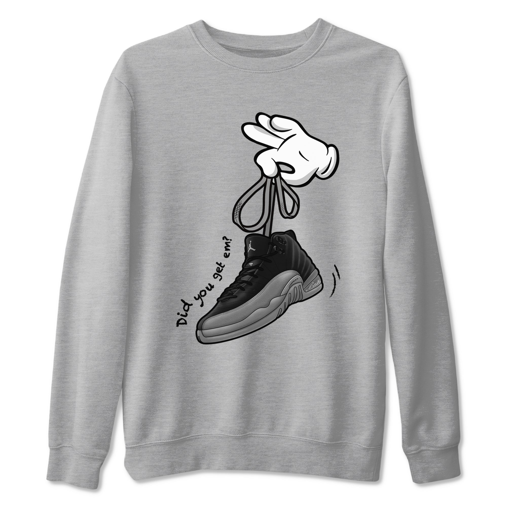 Cartoon Hands Sneaker Tees - Air Jordan 12 Black Wolf Grey