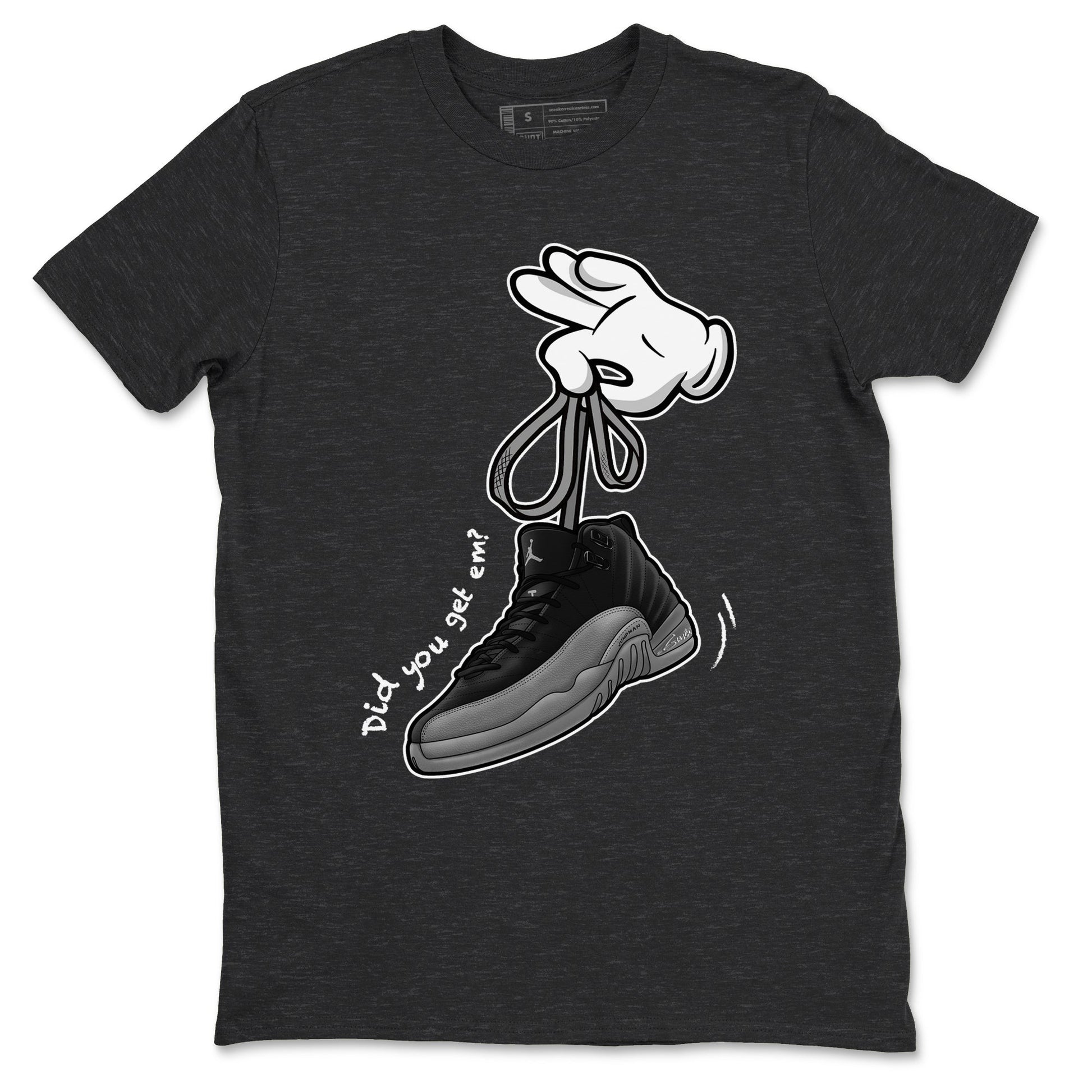 Cartoon Hands Sneaker Tees - Air Jordan 12 Black Wolf Grey