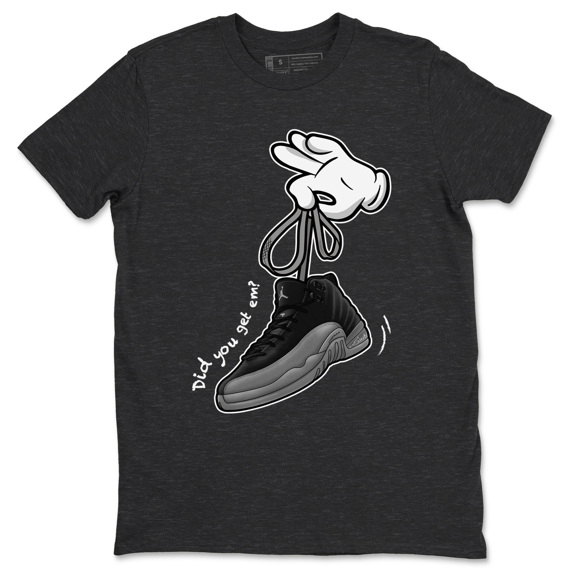 Cartoon Hands Sneaker Tees - Air Jordan 12 Black Wolf Grey