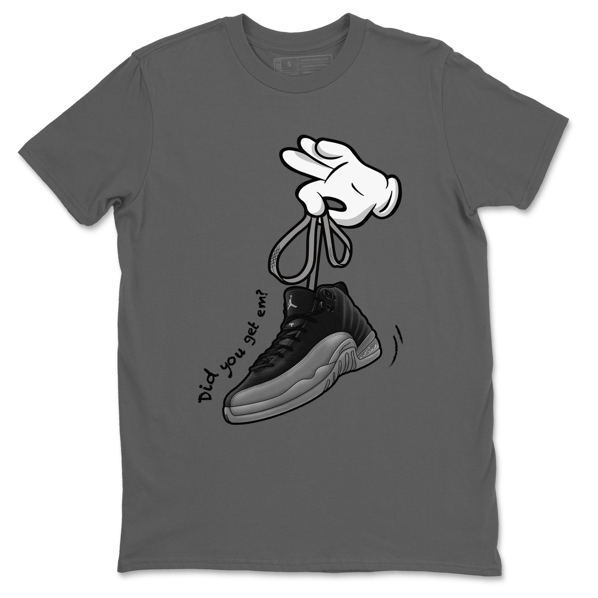 Cartoon Hands Sneaker Tees - Air Jordan 12 Black Wolf Grey