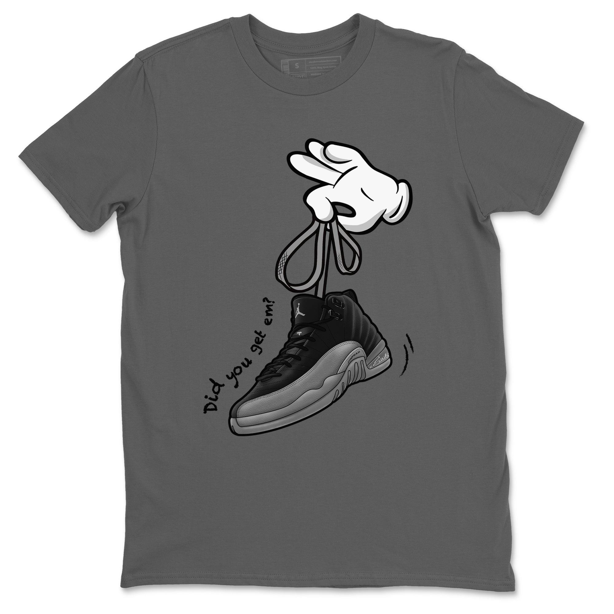 Cartoon Hands Sneaker Tees - Air Jordan 12 Black Wolf Grey