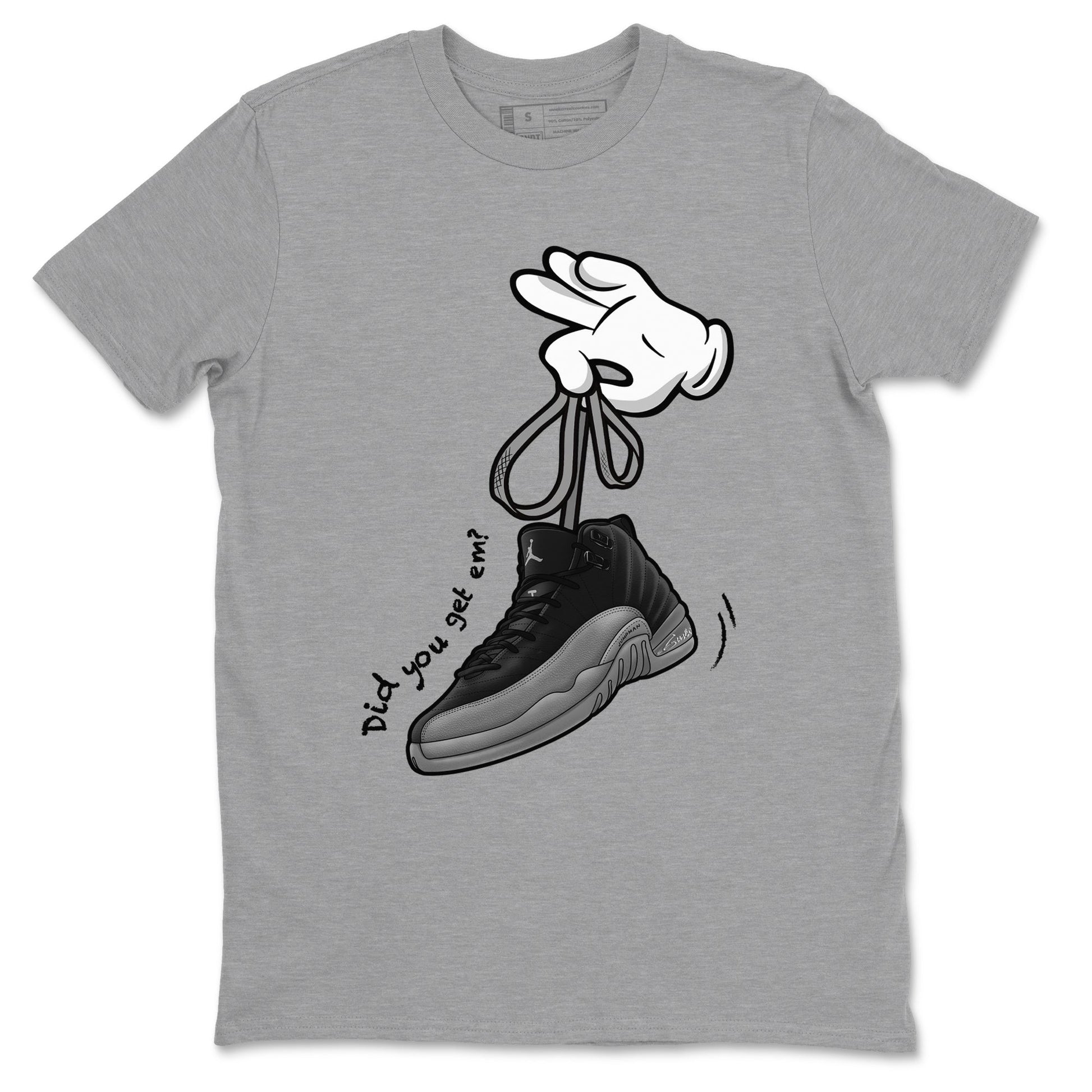 Cartoon Hands Sneaker Tees - Air Jordan 12 Black Wolf Grey