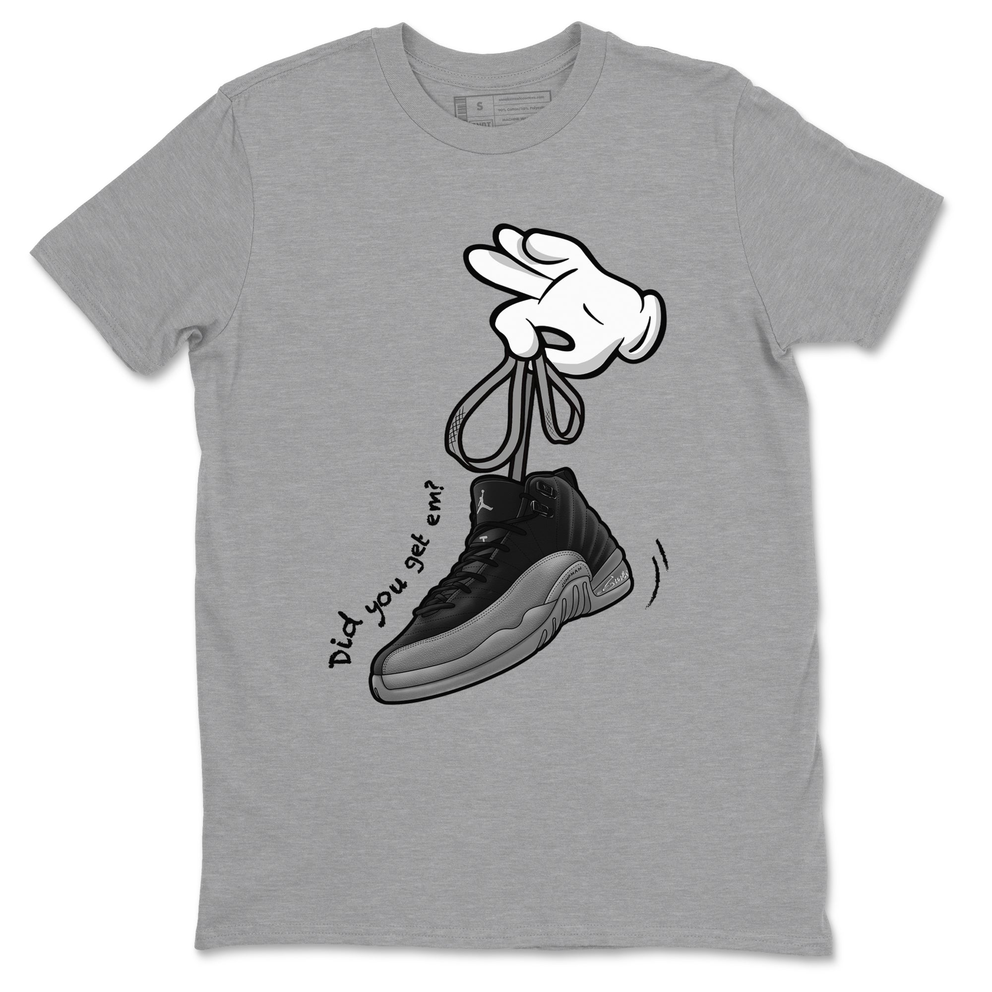 Cartoon Hands Sneaker Tees - Air Jordan 12 Black Wolf Grey