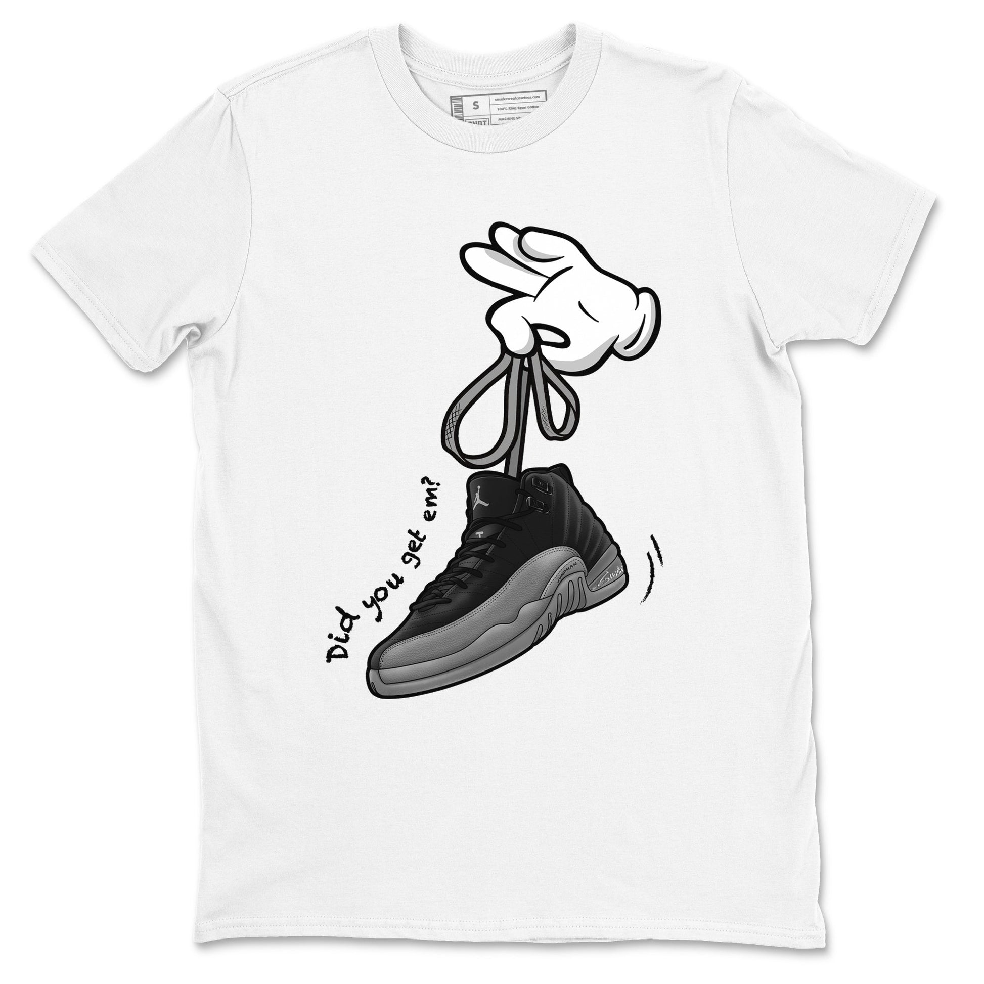 Cartoon Hands Sneaker Tees - Air Jordan 12 Black Wolf Grey
