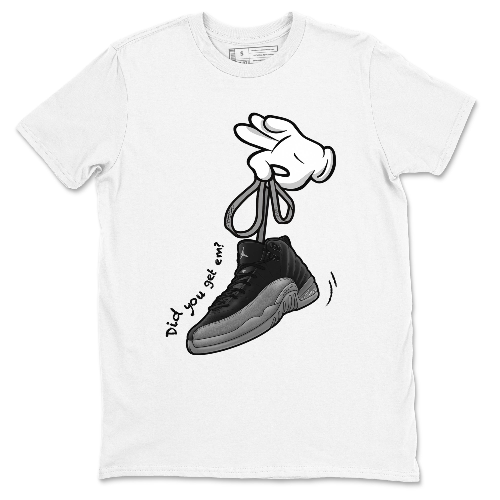 Cartoon Hands Sneaker Tees - Air Jordan 12 Black Wolf Grey