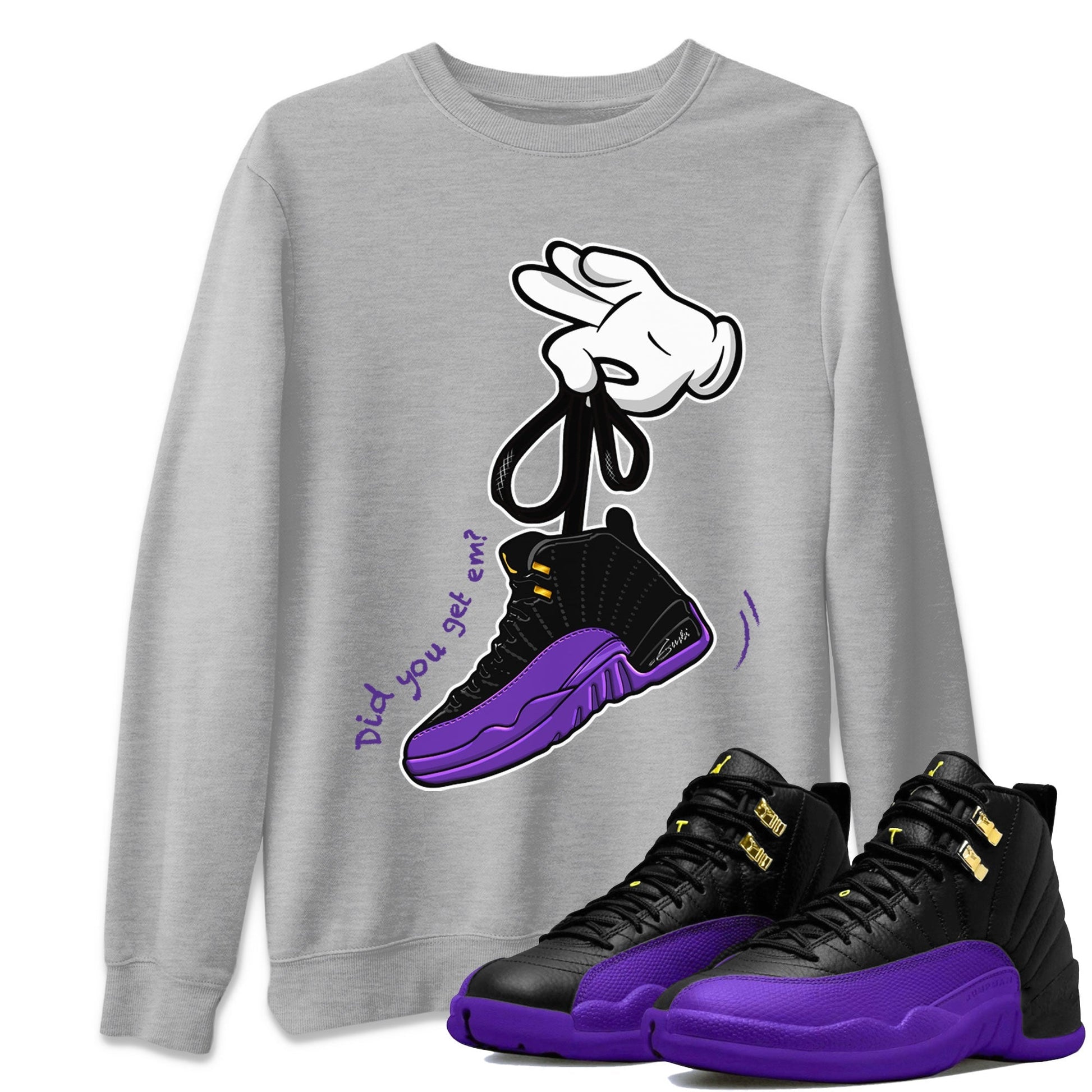 Cartoon Hands Unisex Tops - Air Jordan 12 Field Purple