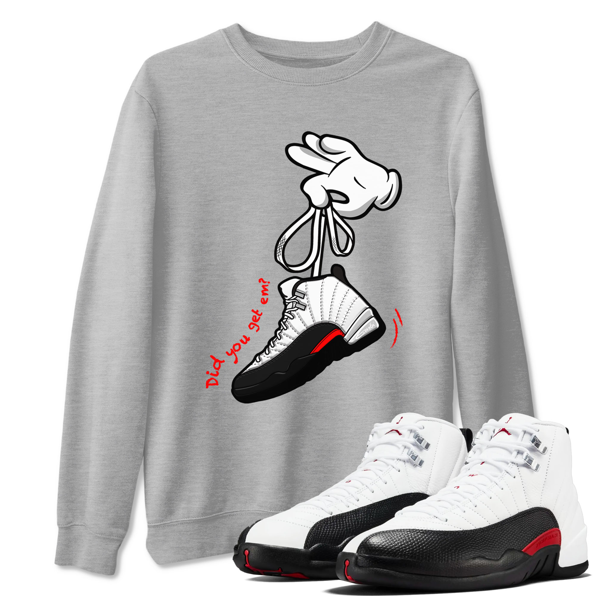 Cartoon Hands Sneaker Tees - Air Jordan 12 Taxi Flip
